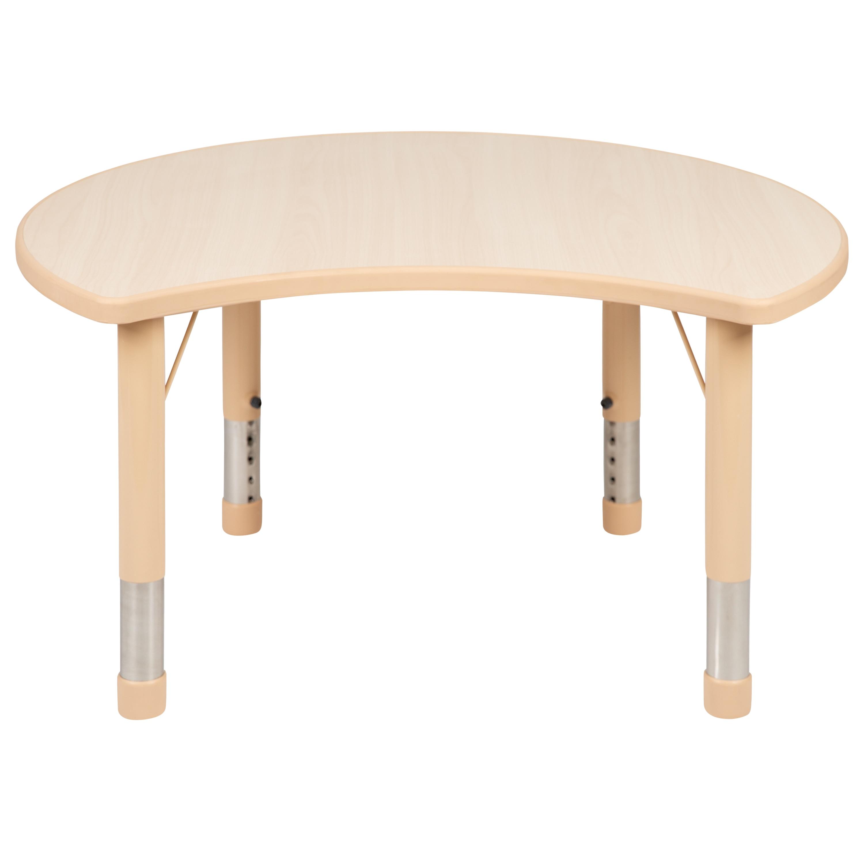 Flash Furniture Goddard 25.125"W x 35.5"L Crescent Plastic Adjustable Activity Table-Seats 4