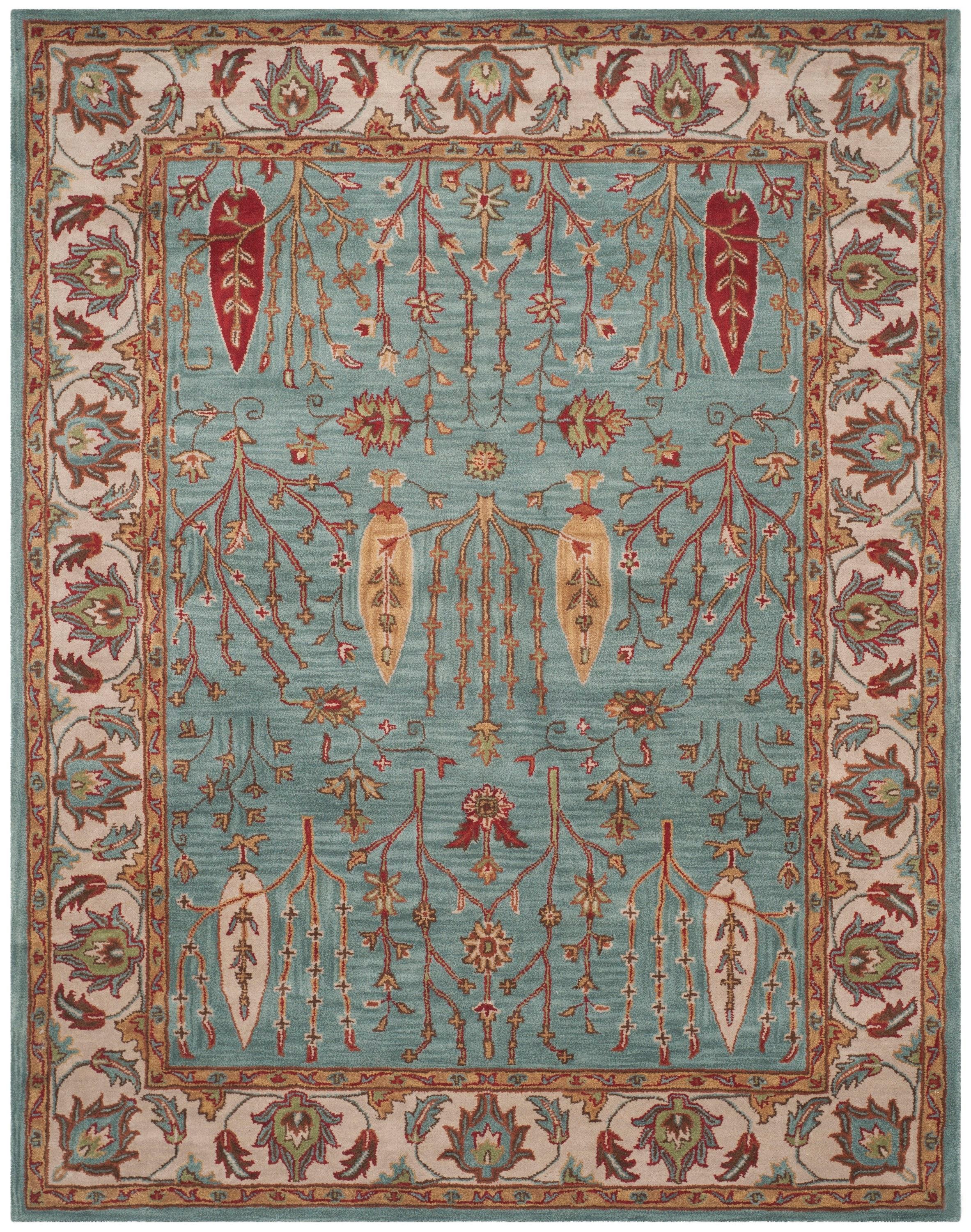 SAFAVIEH Heritage Donette Traditional Wool Area Rug, Blue/Ivory, 9' x 12'