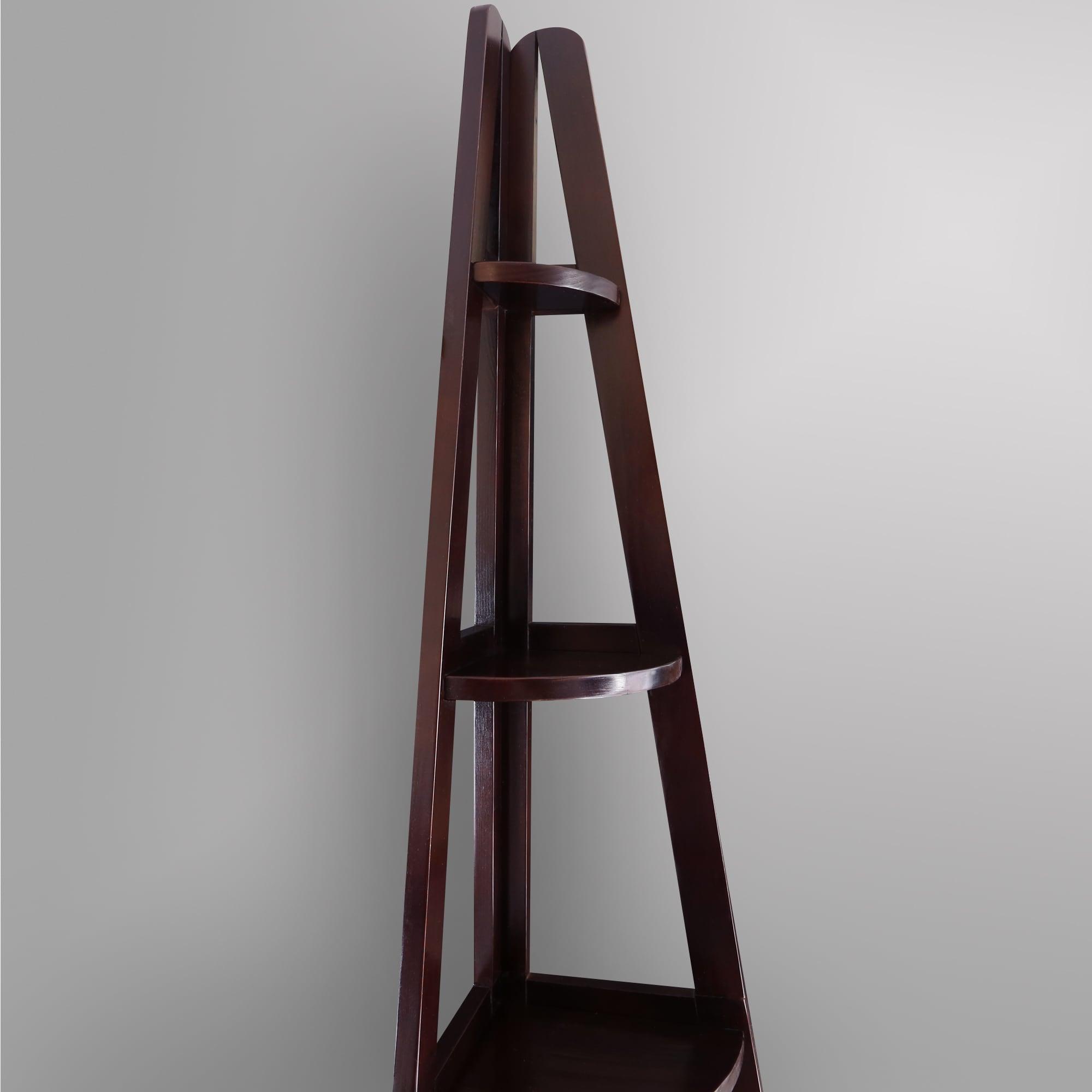 Casual Home 5-Shelf Corner Ladder Bookcase-Finish:Espresso