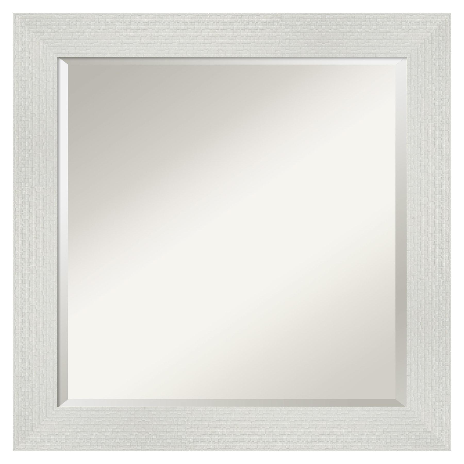 Mosaic White Beveled Bathroom Wall Mirror 24.5 x 24.5 Inches