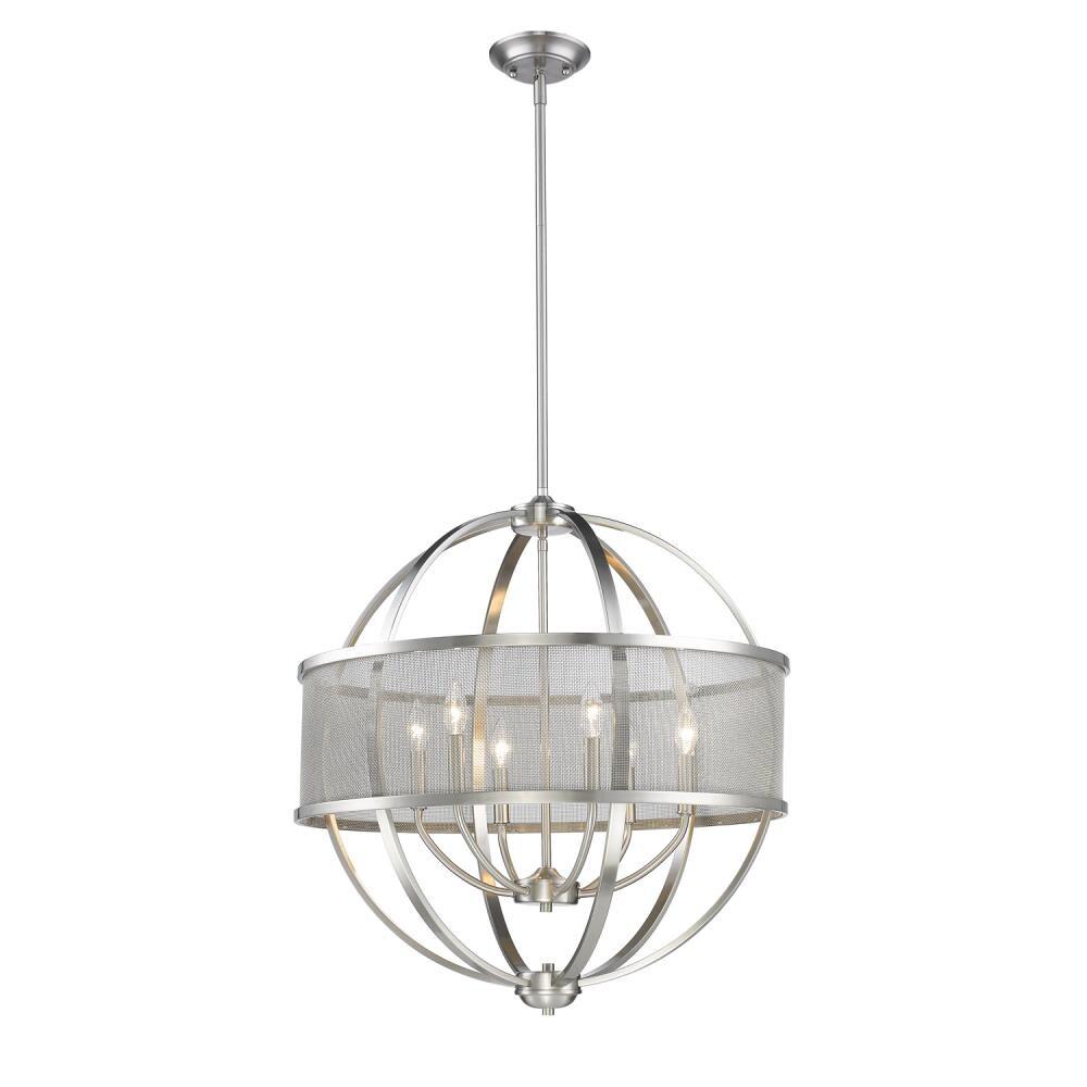 Golden Lighting Colson 6-Light Chandelier in Pewter with Pewter Shade