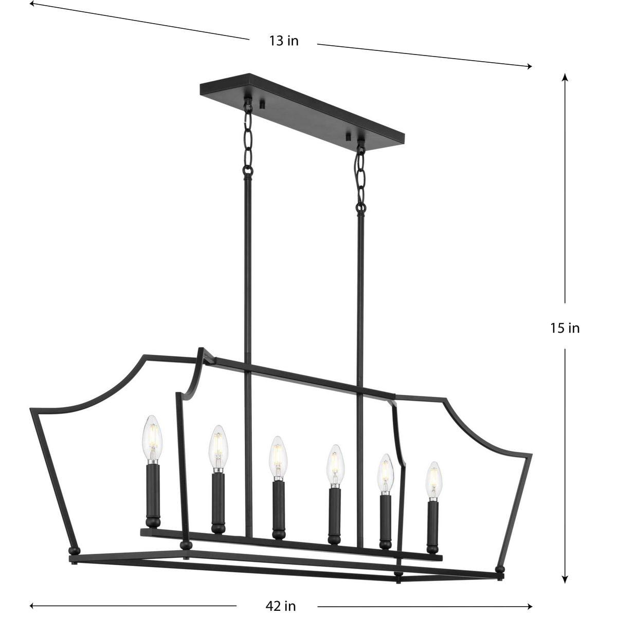 Progress Lighting Parkhurst 6-Light Linear Chandelier, Matte Black, No Shade