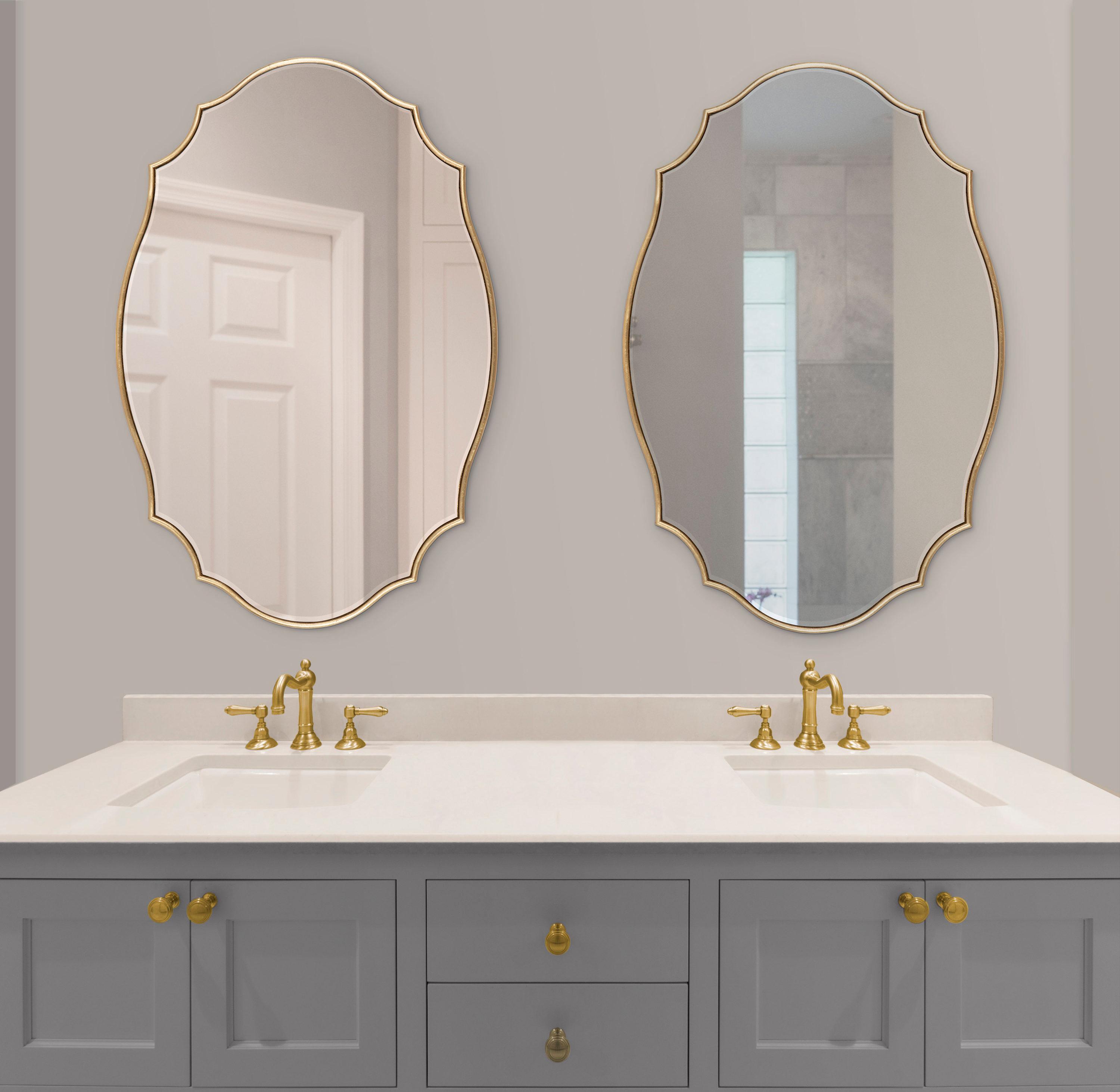 24" x 36" Leanna Scalloped Oval Decorative Wall Mirror Gold - Kate & Laurel All Things Decor