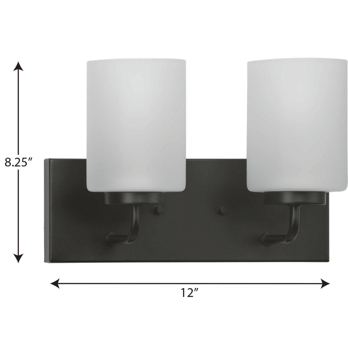 Progress Lighting Merry Collection 2-Light Brushed Nickel Etched Glass Transitional Bath Vanity Light