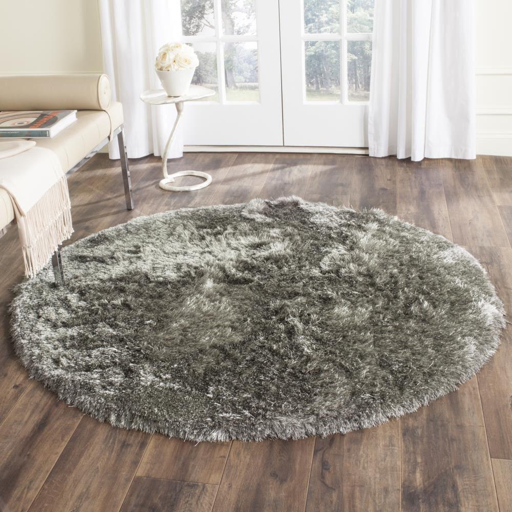 Shag SG511 Hand Tufted Area Rug - Silver - 7' round - Safavieh.