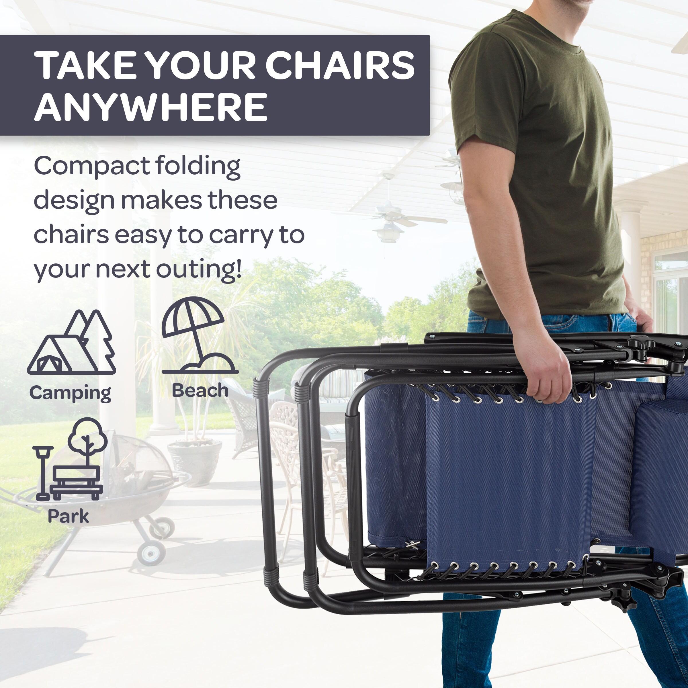 Hastings Home Zero-Gravity Recliner Chairs, Navy Blue, Set of 2