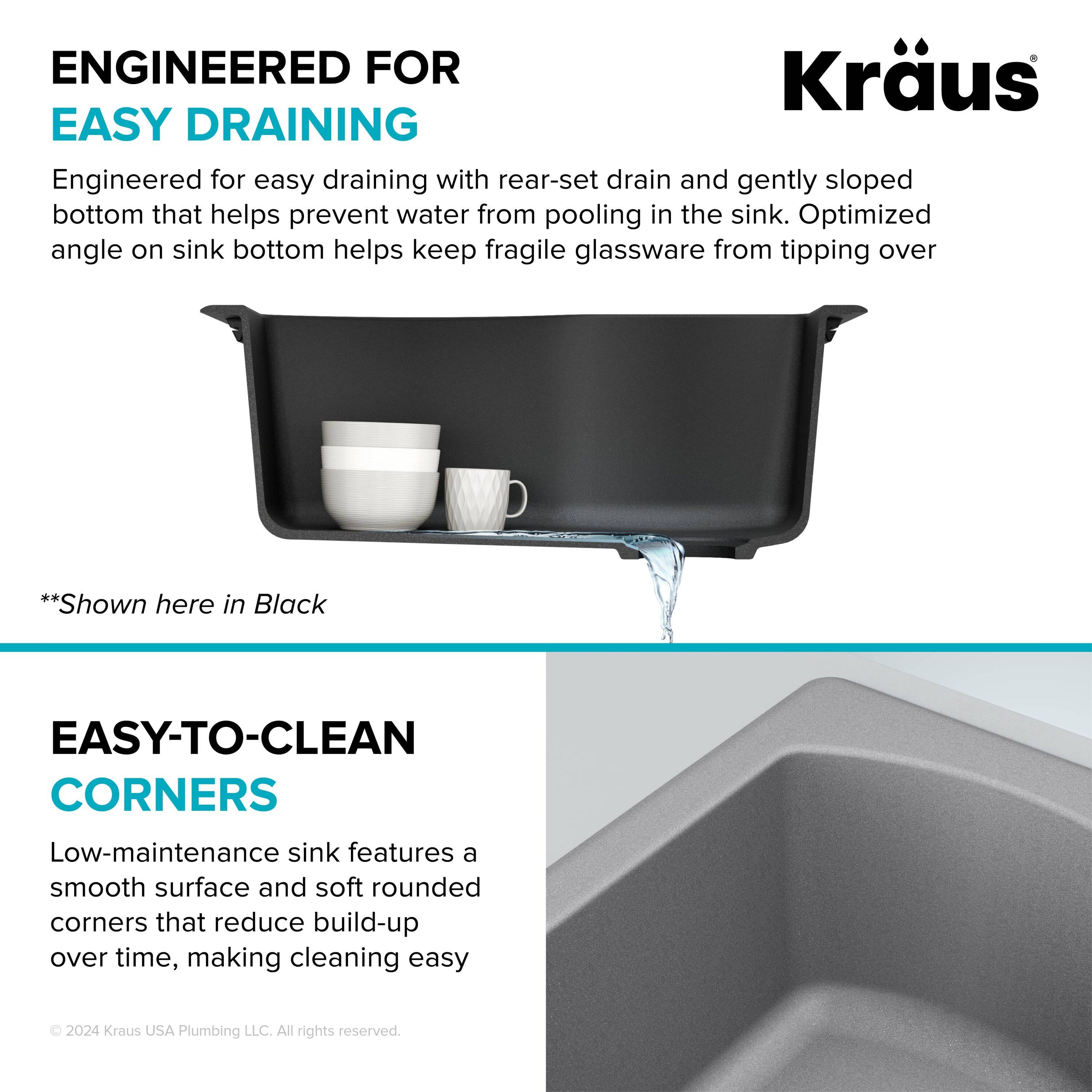 KRAUS Quarza™ 25" L Dual Mount Single Bowl Granite Kitchen Sink