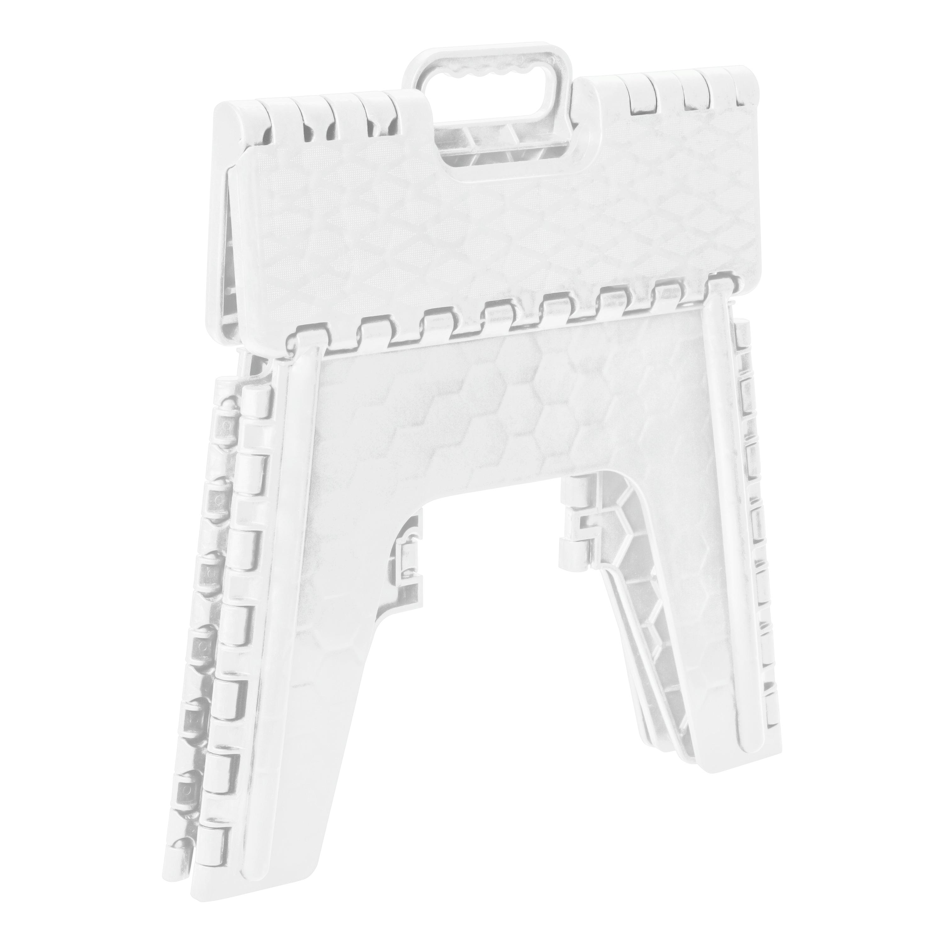 Simplify 12" Plastic Folding Single Step Stool in White