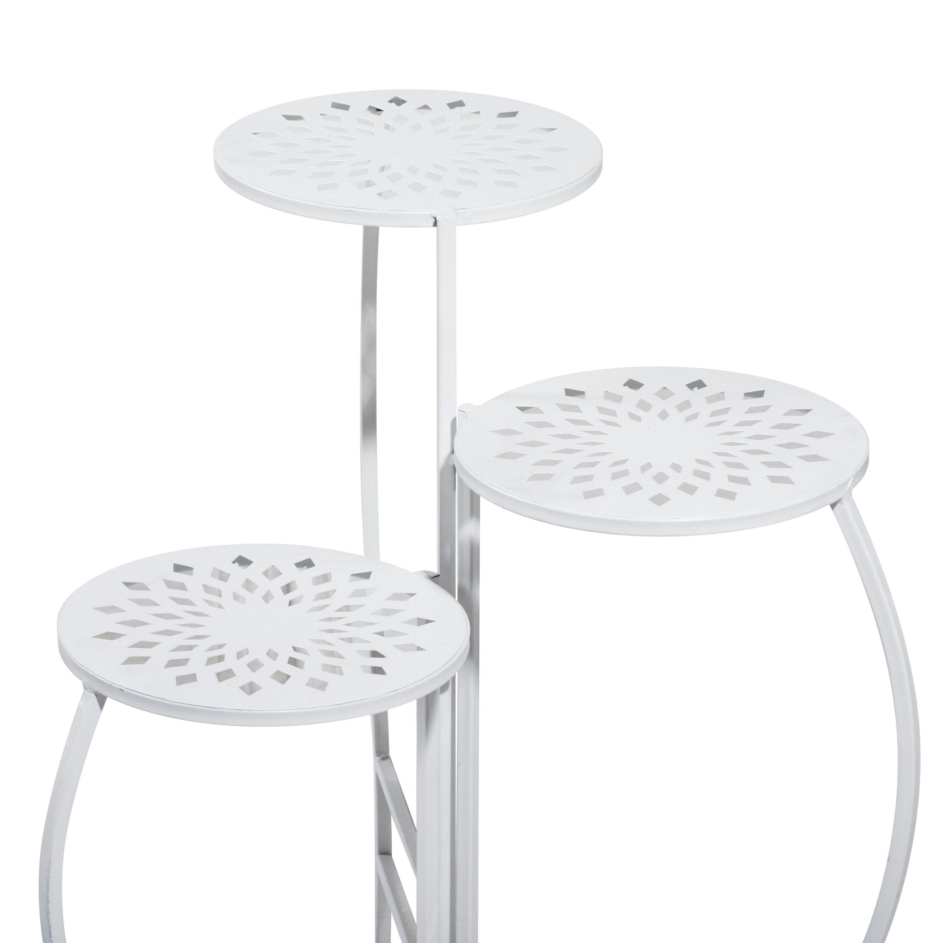 24" White Metal 3-Tier Folding Plant Stand