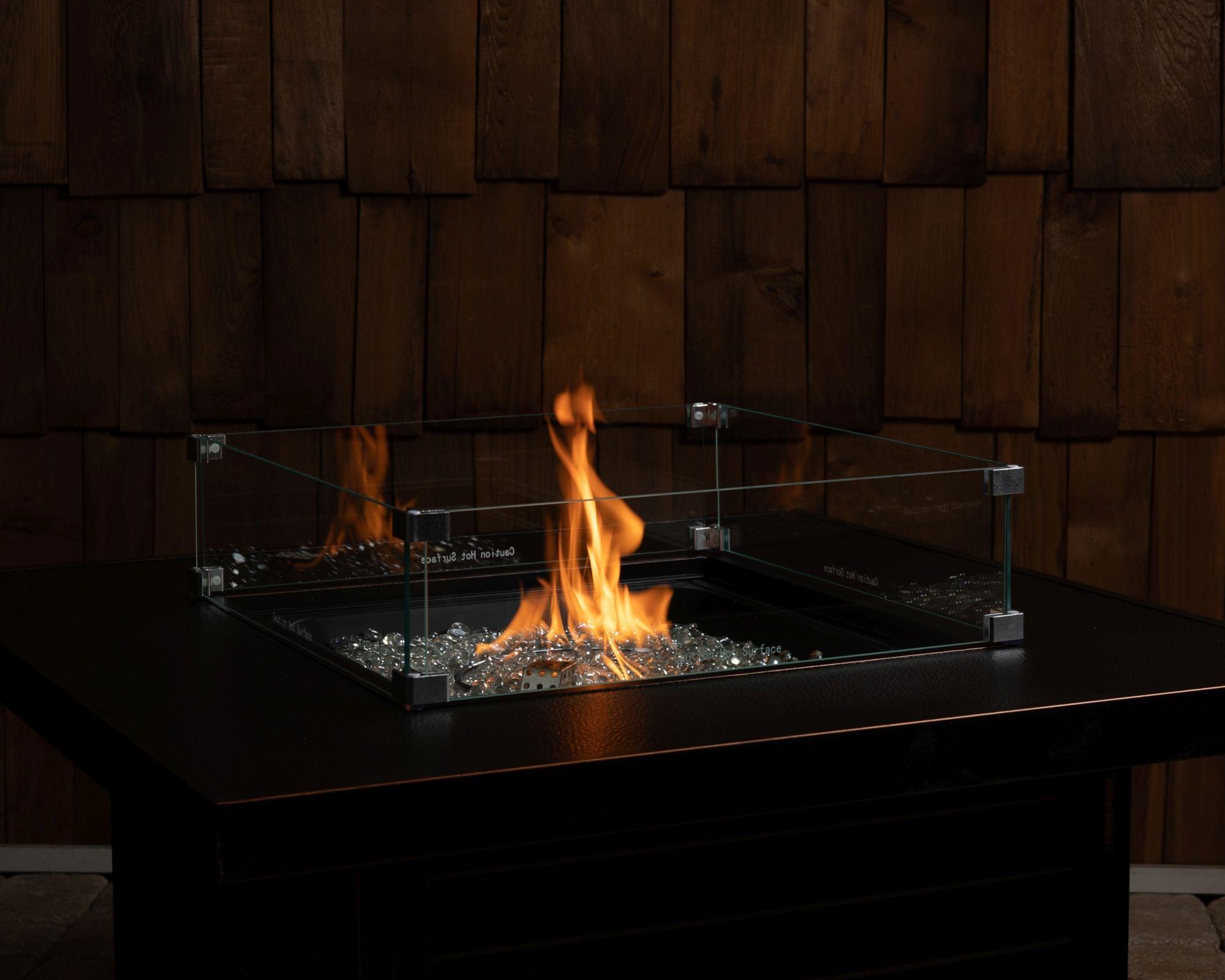 Fire Sense Wind Guard Clear Tempered Glass, Best Viewing Experience for Propane Gas Fire Pits & Patio Heater-22.5 Inches