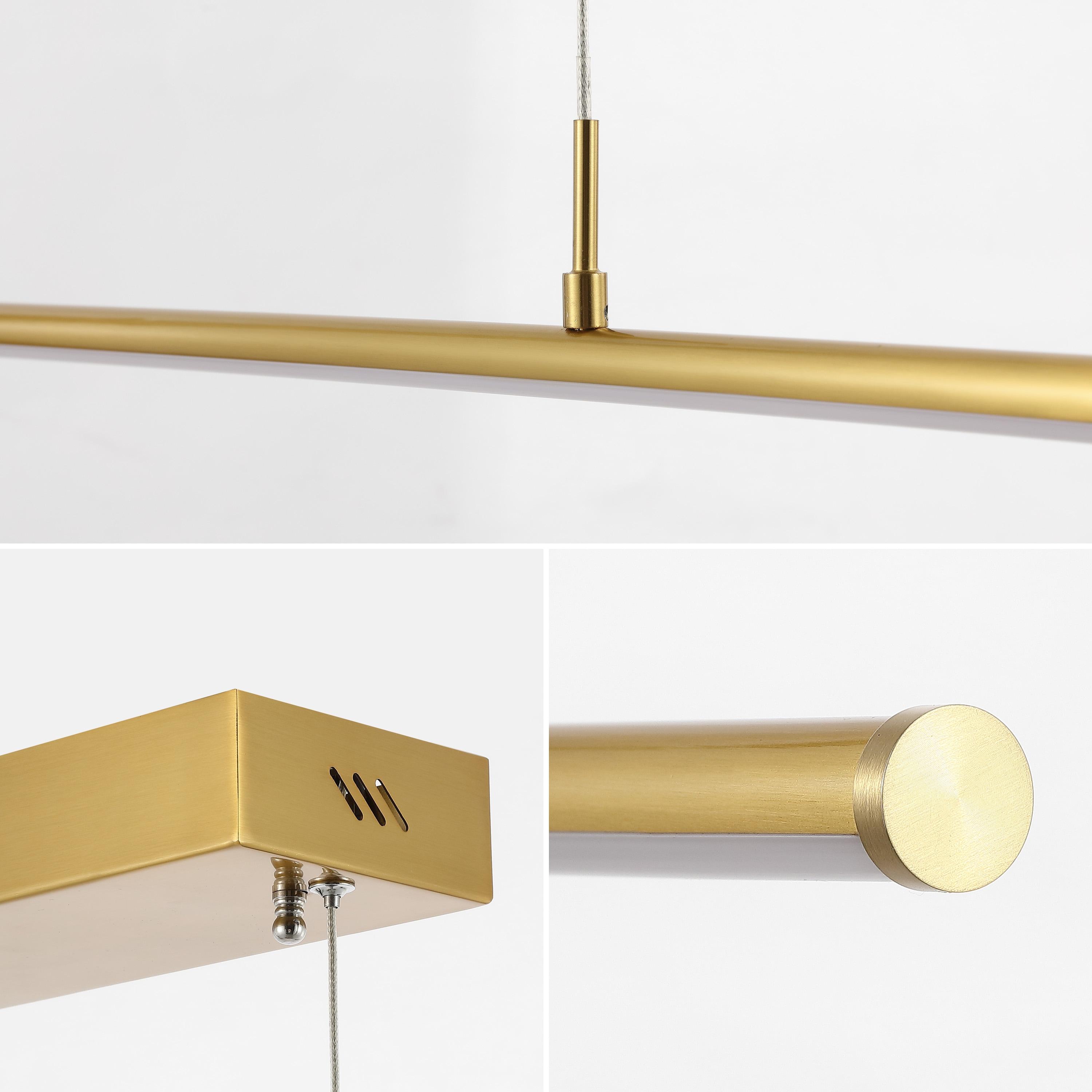 JONATHAN Y JYL7023C Conley 39.5" Adjustable Integrated LED Metal Linear Pendant, Brass Gold for Kitchen, Dining Room, Living Room