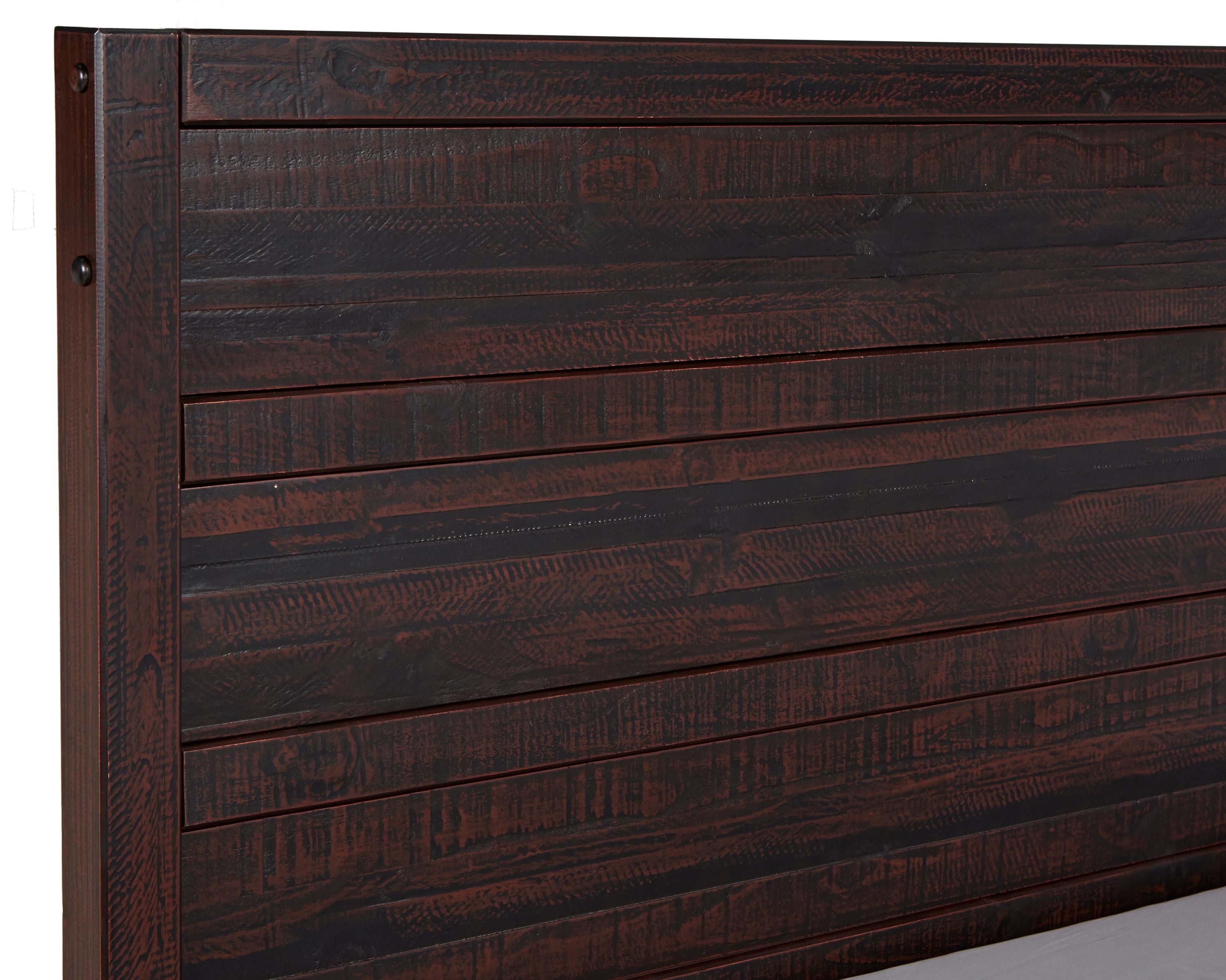 Camaflexi Carmel Solid Wood Platform Bed Frame with Headboard, King, Antique Walnut