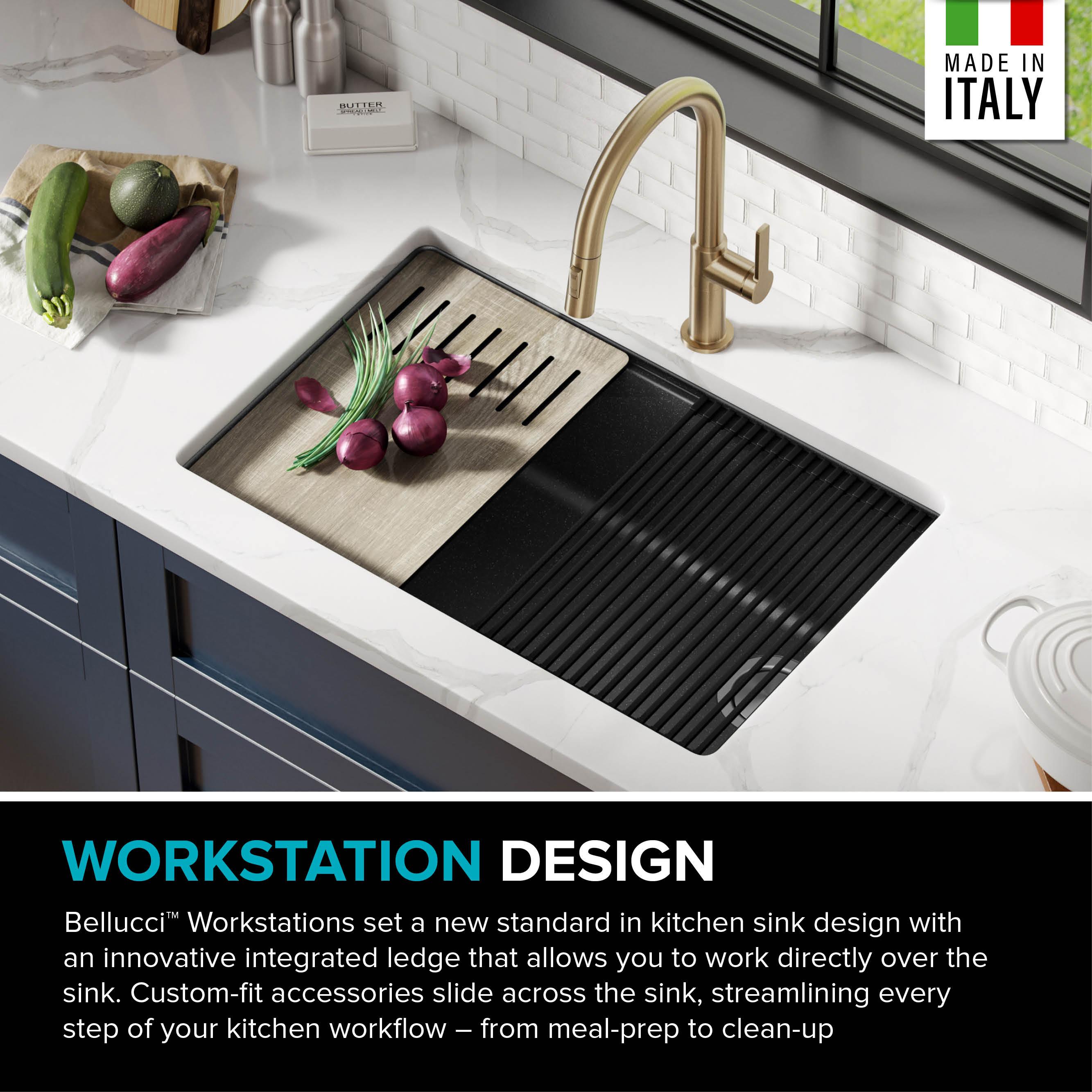 29 in. KRAUS Bellucci Workstation Undermount Granite Composite Single Bowl Kitchen Sink with Accessories