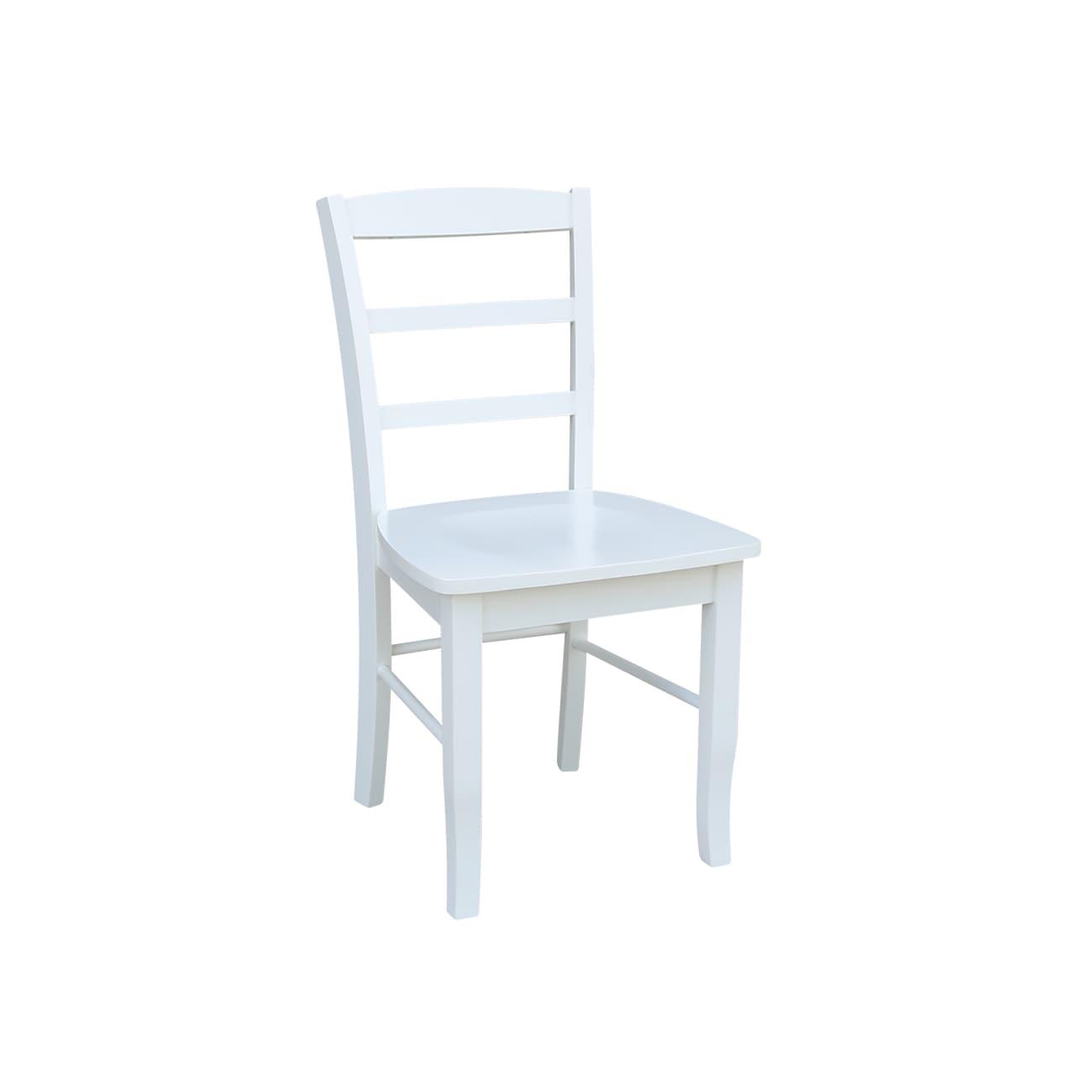 International Concepts Set of Two Madrid Solid Wood Ladderback Chairs in White