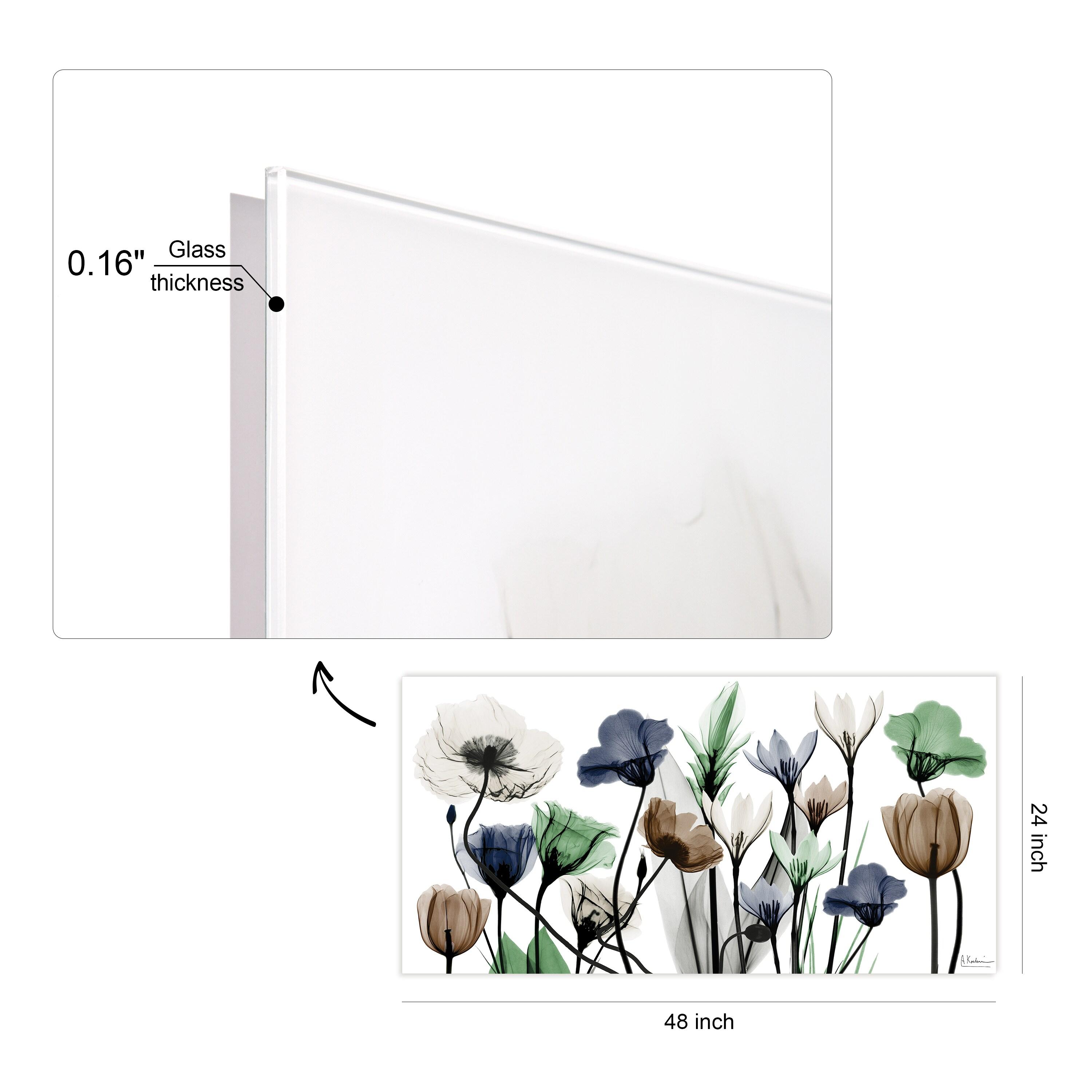 Empire Art Direct Floral Landscape Frameless Free Floating Tempered Glass Panel Graphic Flower Wall Art, 24" x 48" x 0.2", Ready to Hang