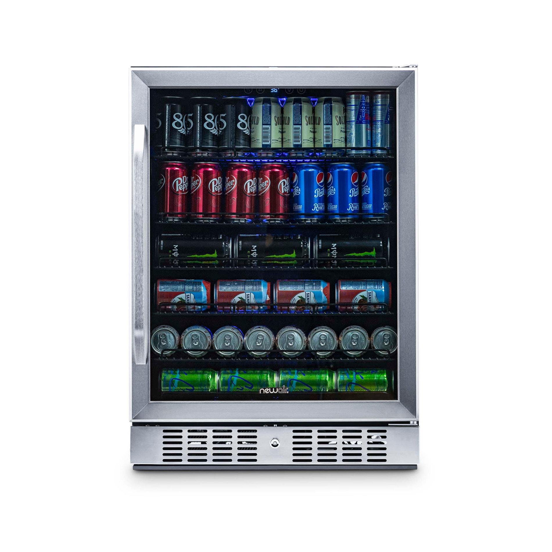 Newair 24” Built-in 177 Can Beverage Fridge in Stainless Steel with Precision Temperature Controls and Adjustable Shelves