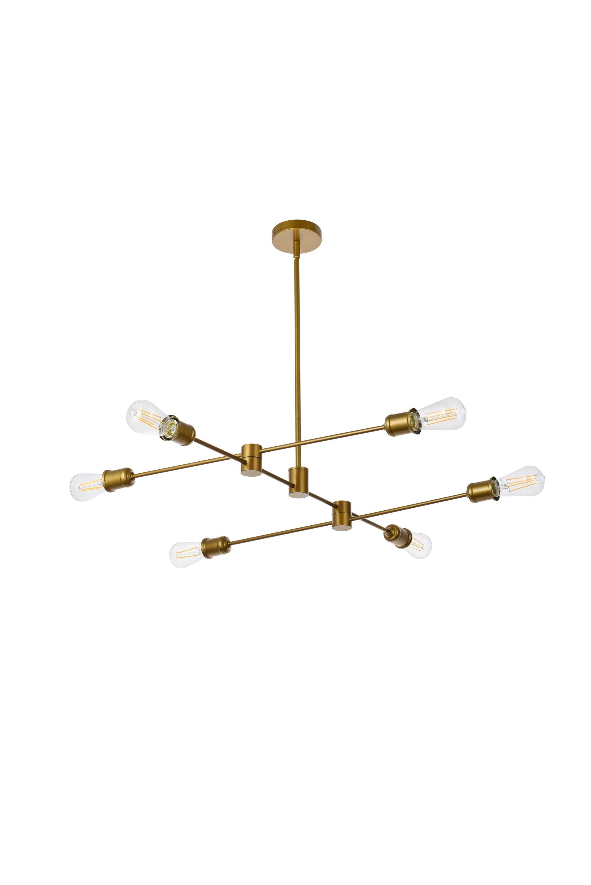 Xavier 6 lights pendant in brass