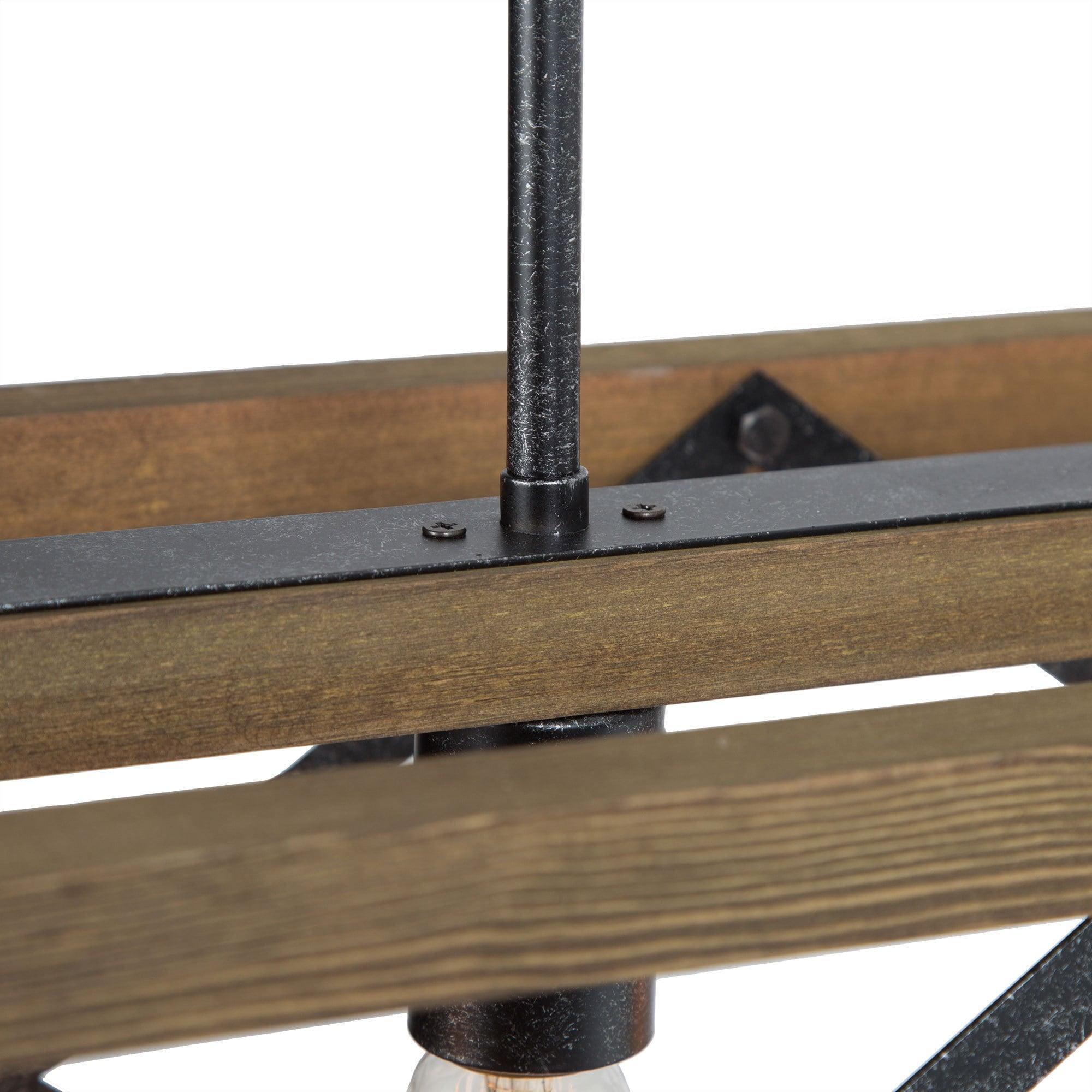 LNC Farmhouse Decor 4-Light Wood Chandelier Kitchen Island Light Fixtures, Large Modern Farmhouse Chandeliers Light for Dining Room, Kitchen Island, Bedroom