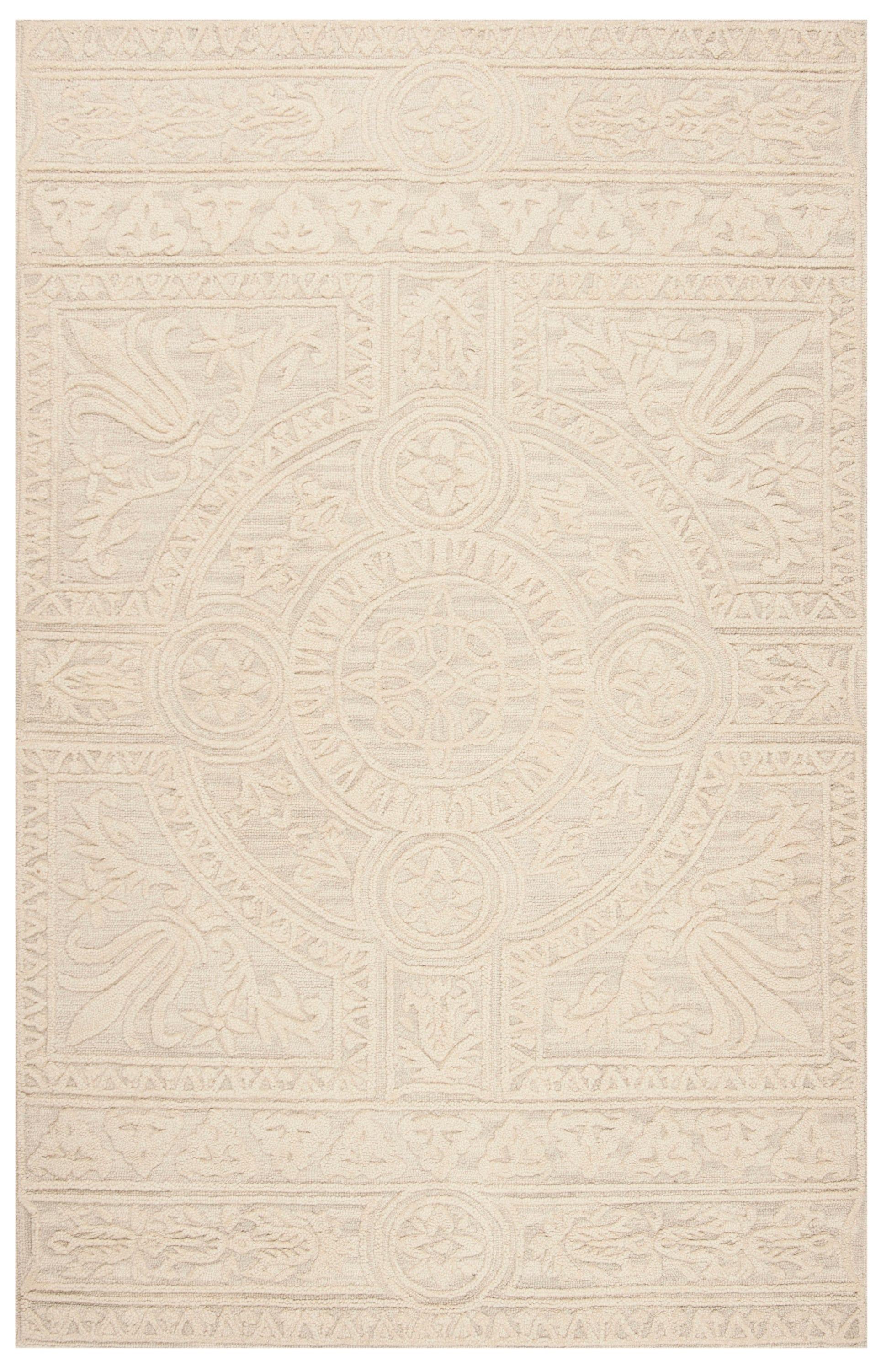 Blossom BLM109 Hand Tufted Indoor Area Rug - Light Grey/Ivory - 5'x8' - Safavieh