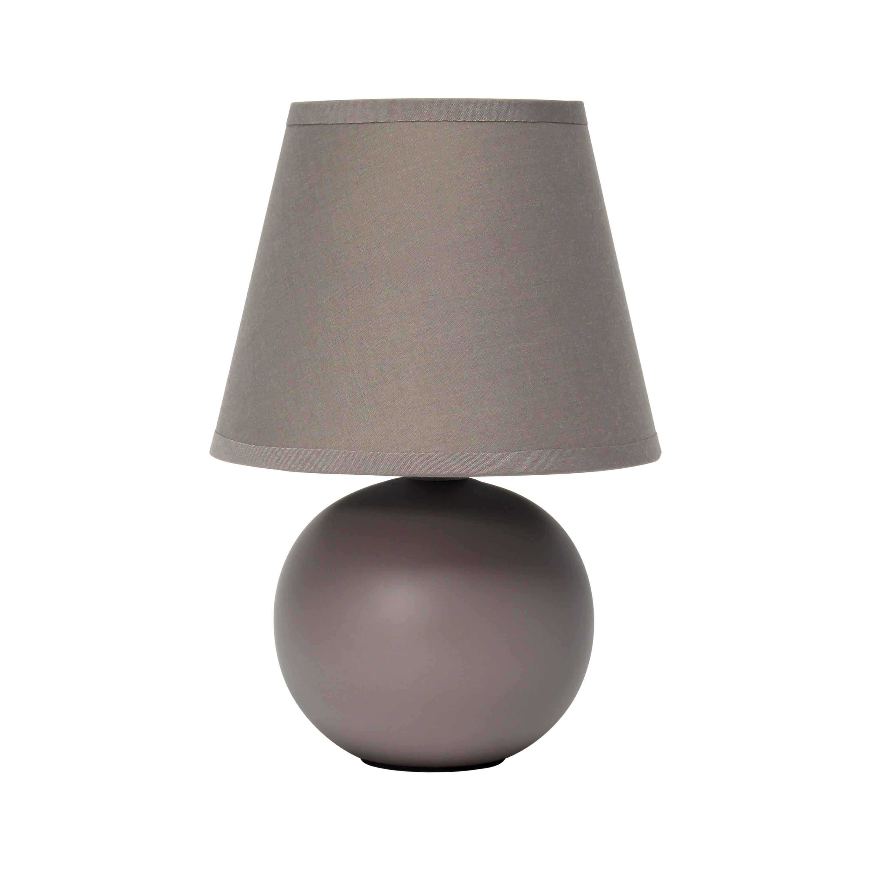 Simple Designs 8.66" Compact Ceramic Globe Table Lamp with Stylish Shade (Includes LED Light Bulb) Gray