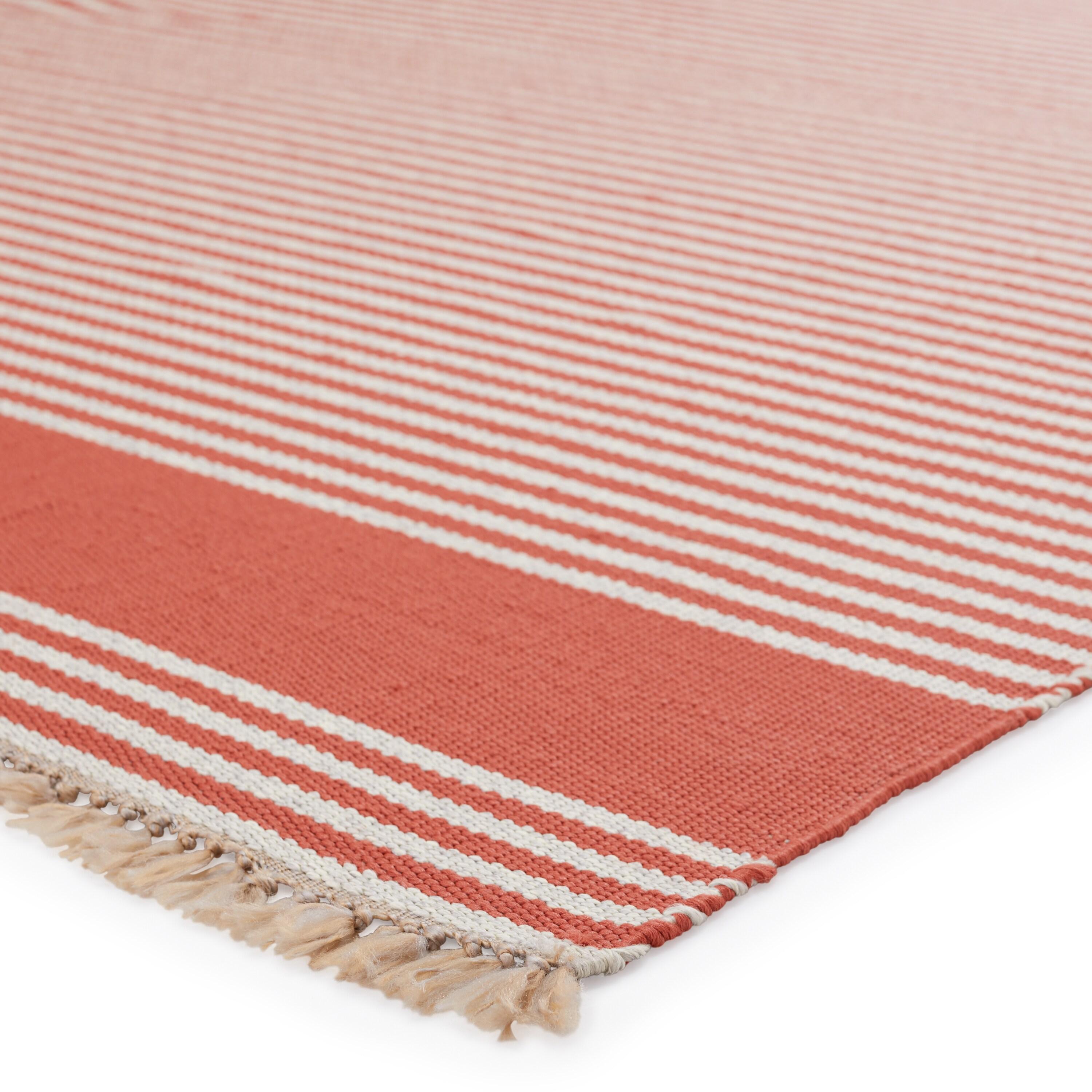 Morro Bay Red and Beige Striped 2'x3' Handwoven Rug