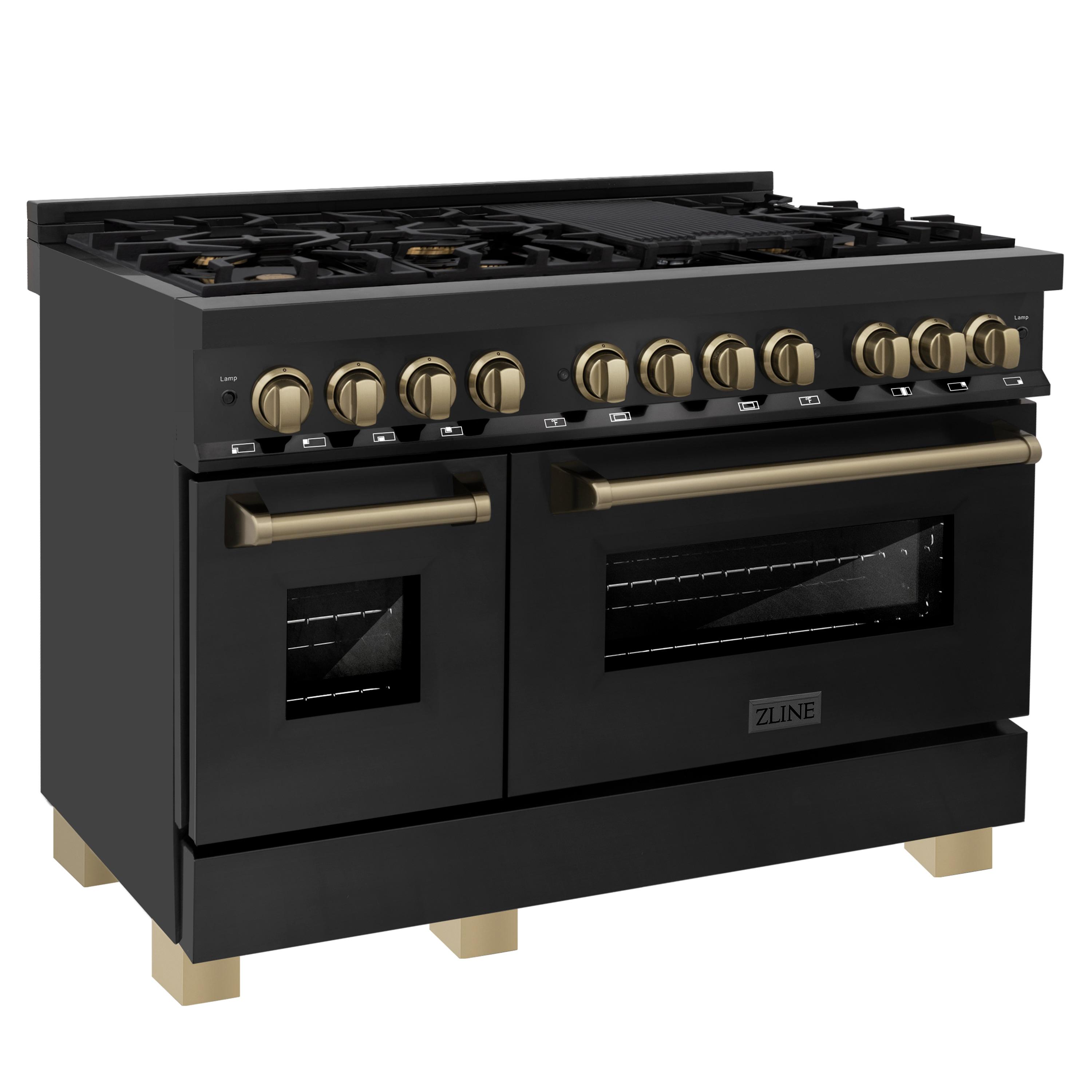 ZLINE Autograph 48" Legacy Dual Fuel Range in Black Stainless Steel