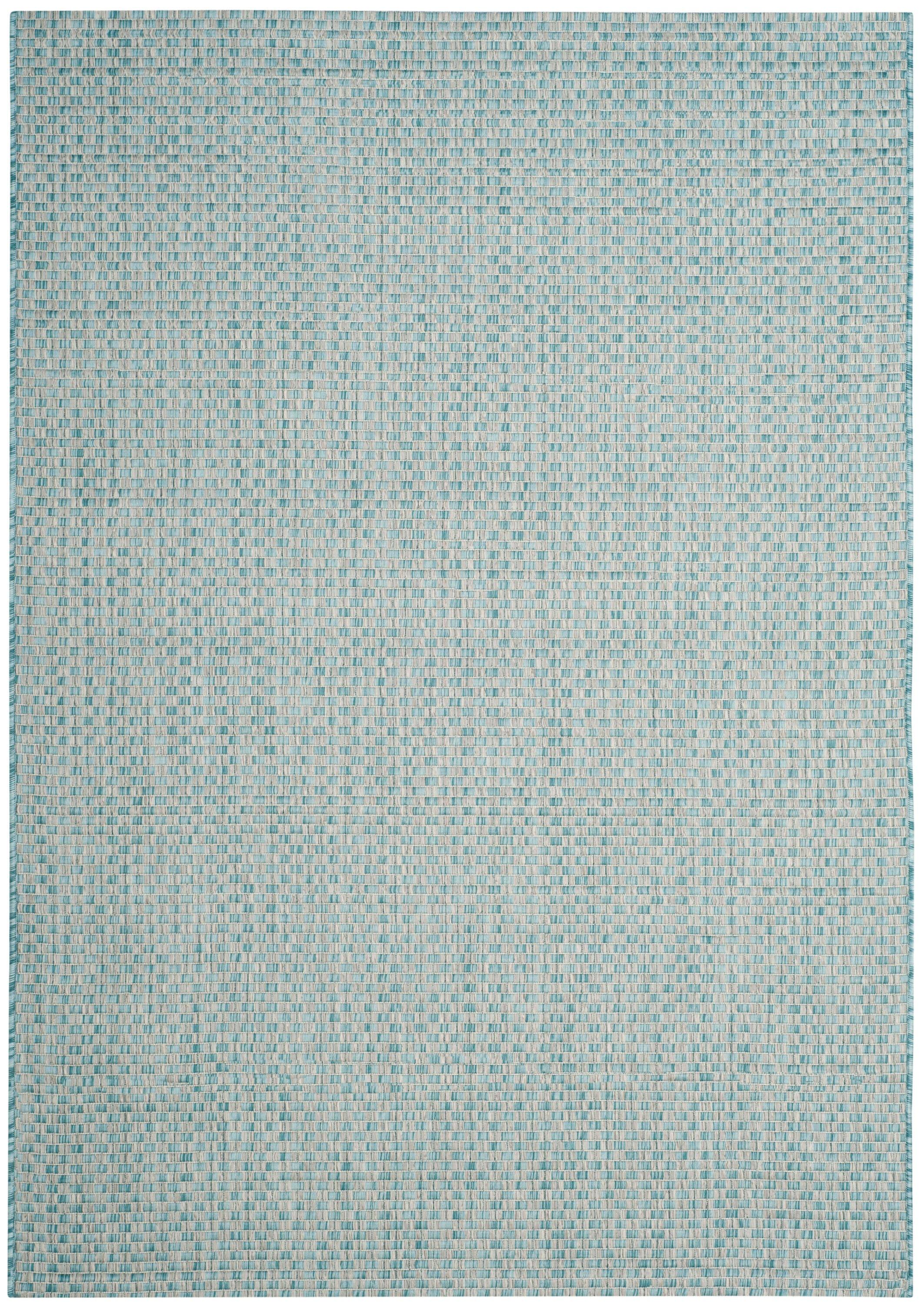 SAFAVIEH Courtyard Blair Checkered Indoor/Outdoor Area Rug, Light Blue/Light Grey, 5'3" x 7'7"