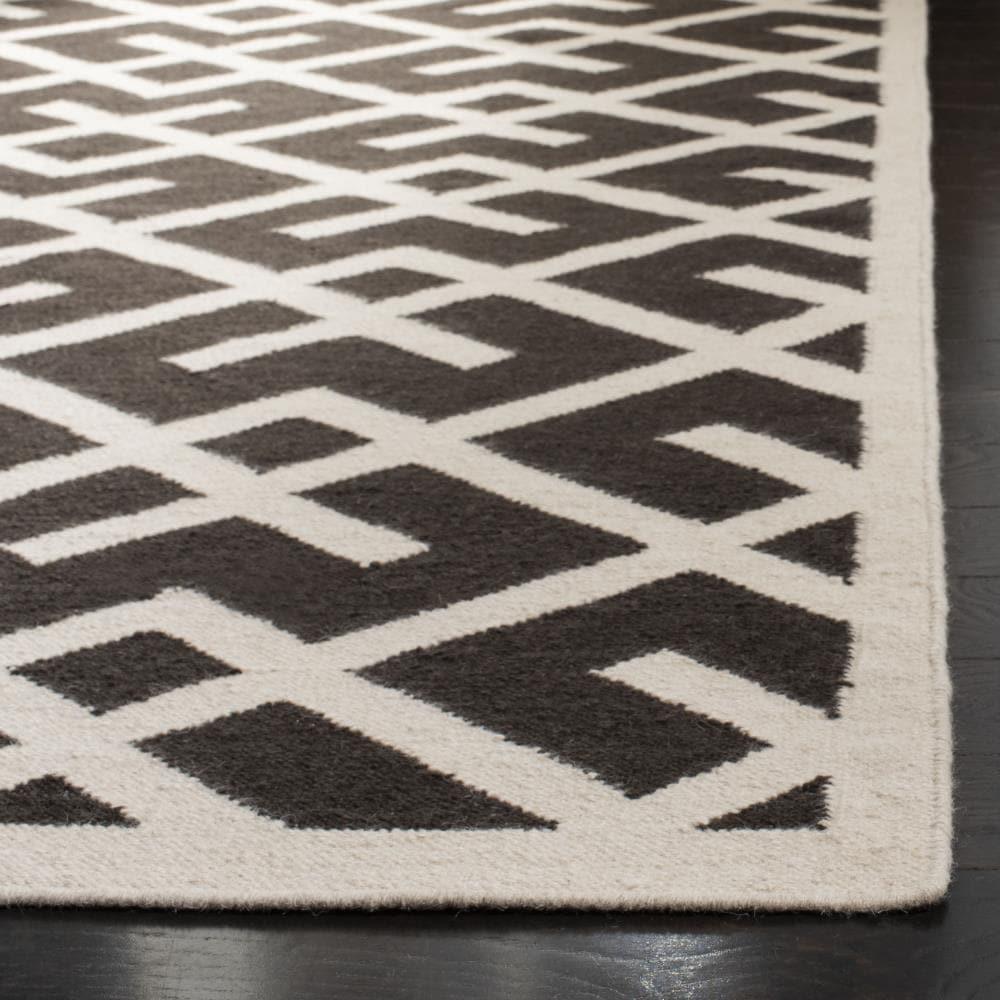SAFAVIEH Dhurries Brianna Geometric Area Rug, Brown/Ivory, 8' x 8' Square