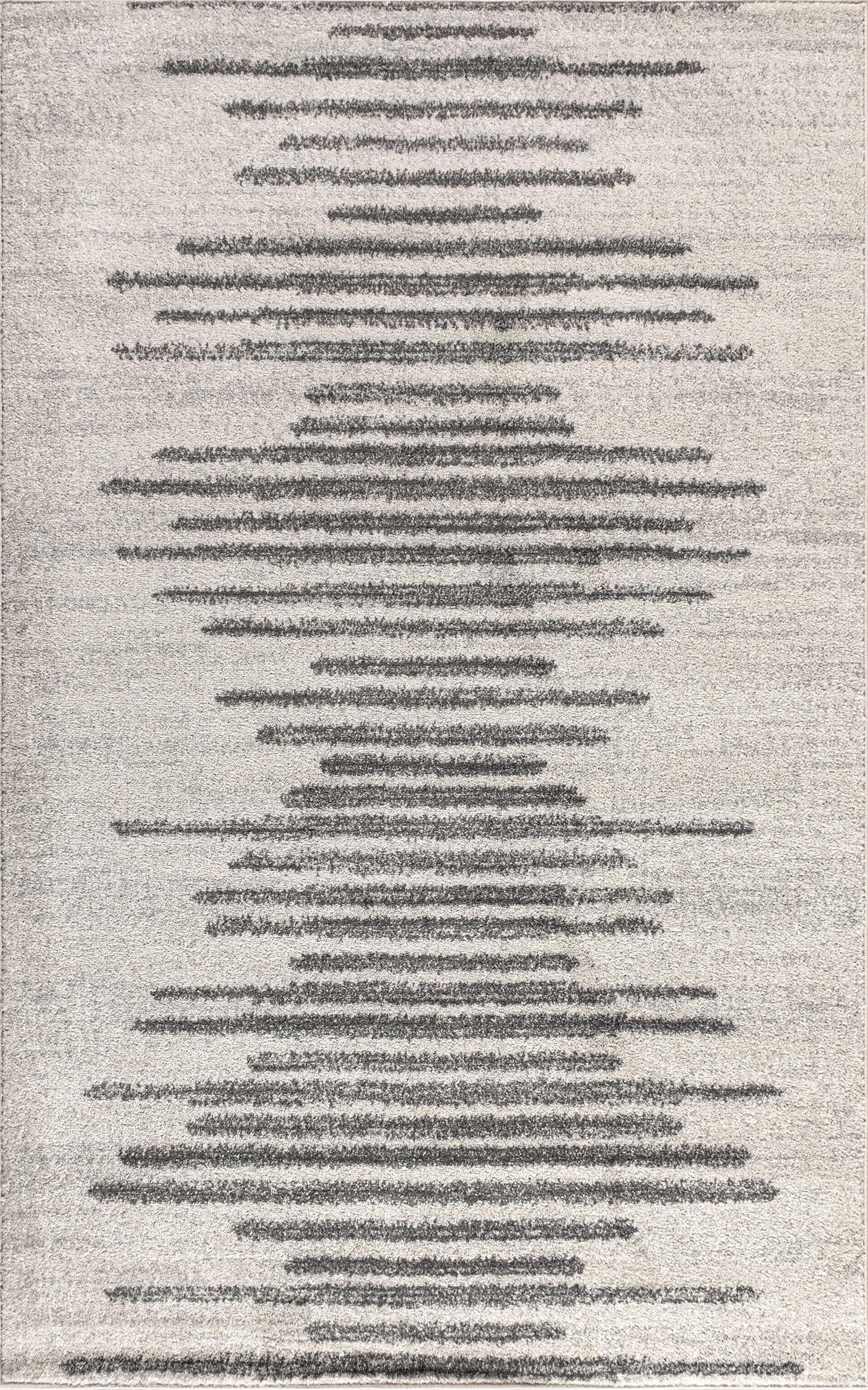 3'x5' Aya Berber Stripe Geometric Area Rug, Cream/Gray - JONATHAN Y