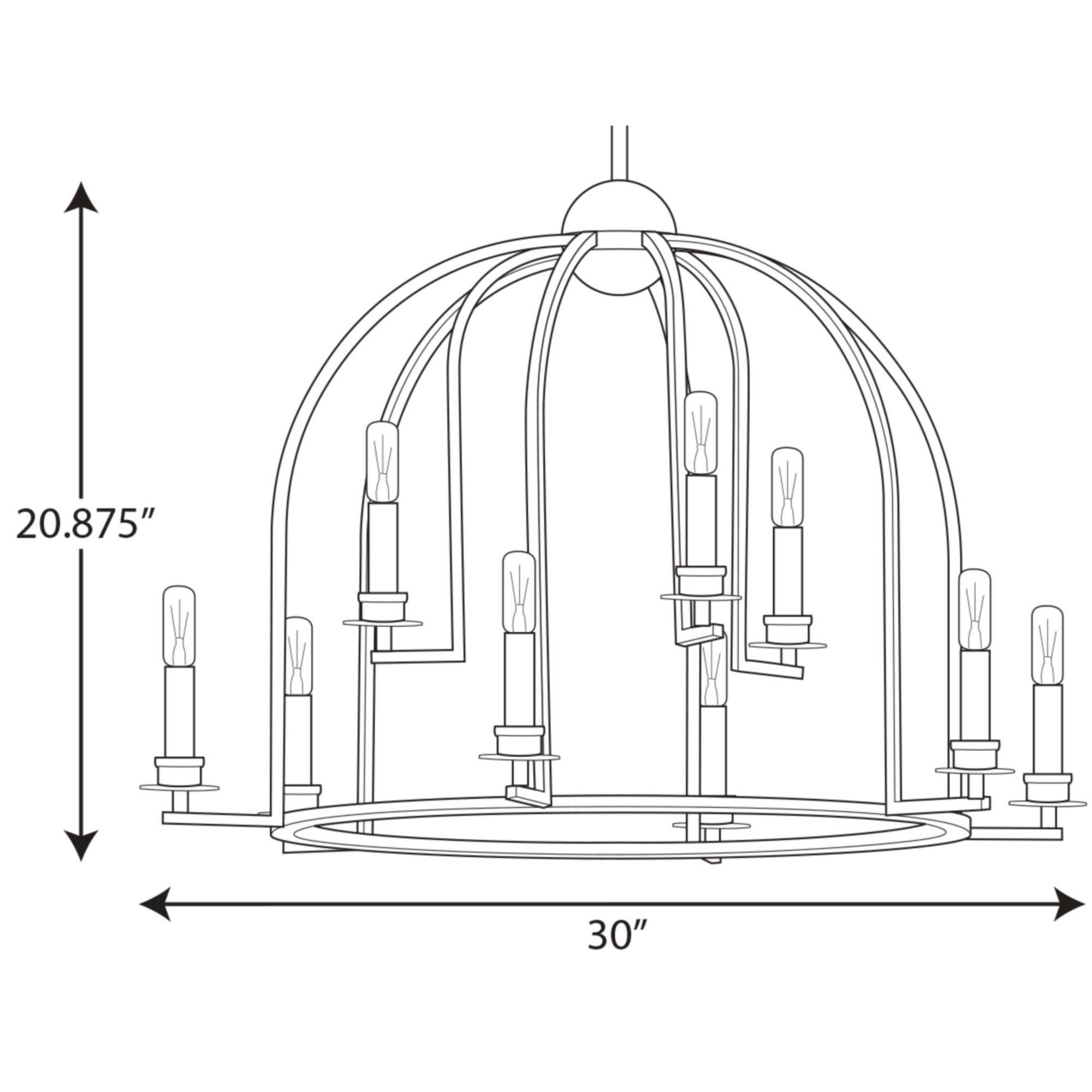 P400187-104-Progress Lighting-Seneca - Chandeliers Light - 9 Light in Farmhouse style - 30 Inches wide by 20.88 Inches high-Polished Nickel Finish