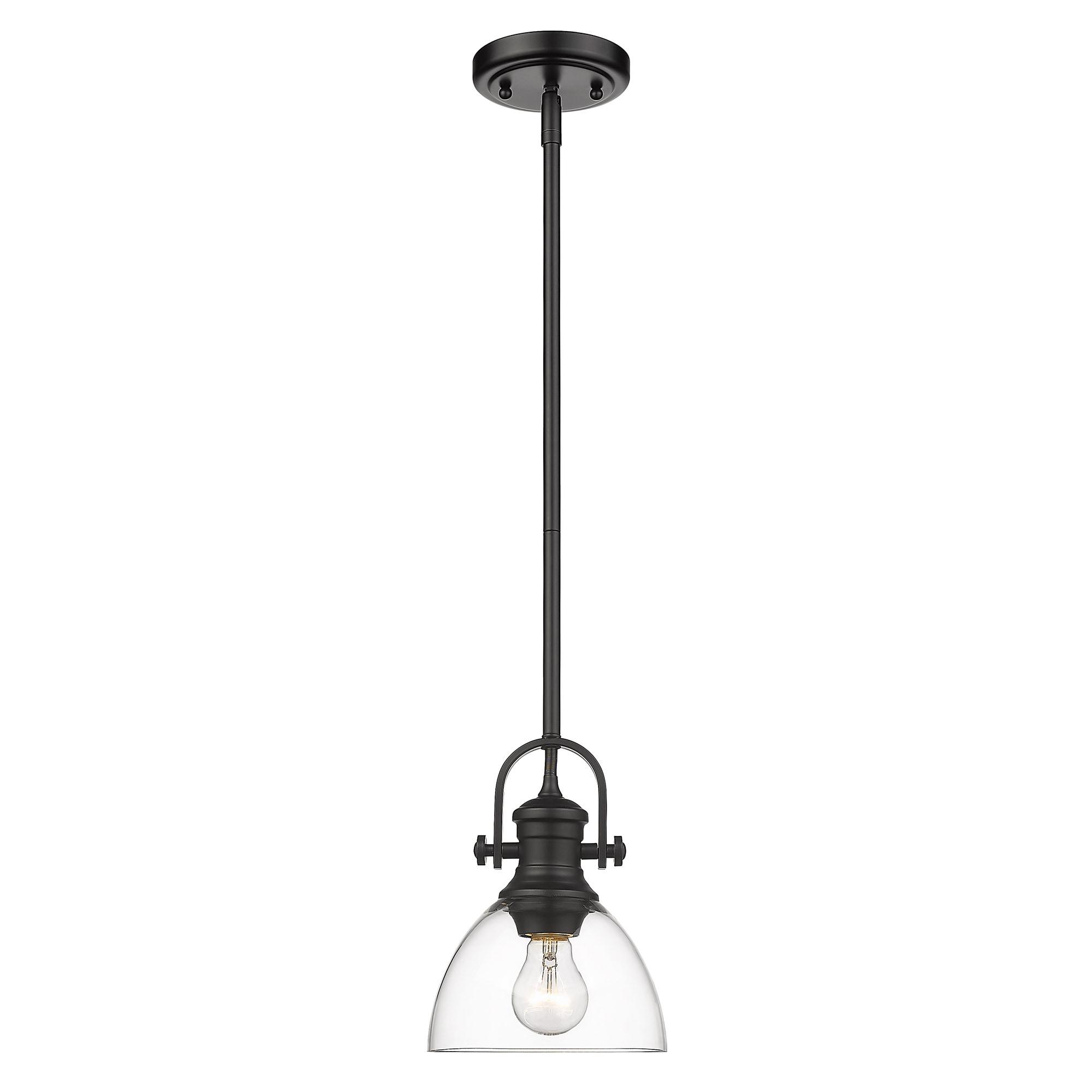 Golden Lighting Hines 1-Light Mini Pendant in Matte Black with Clear Glass