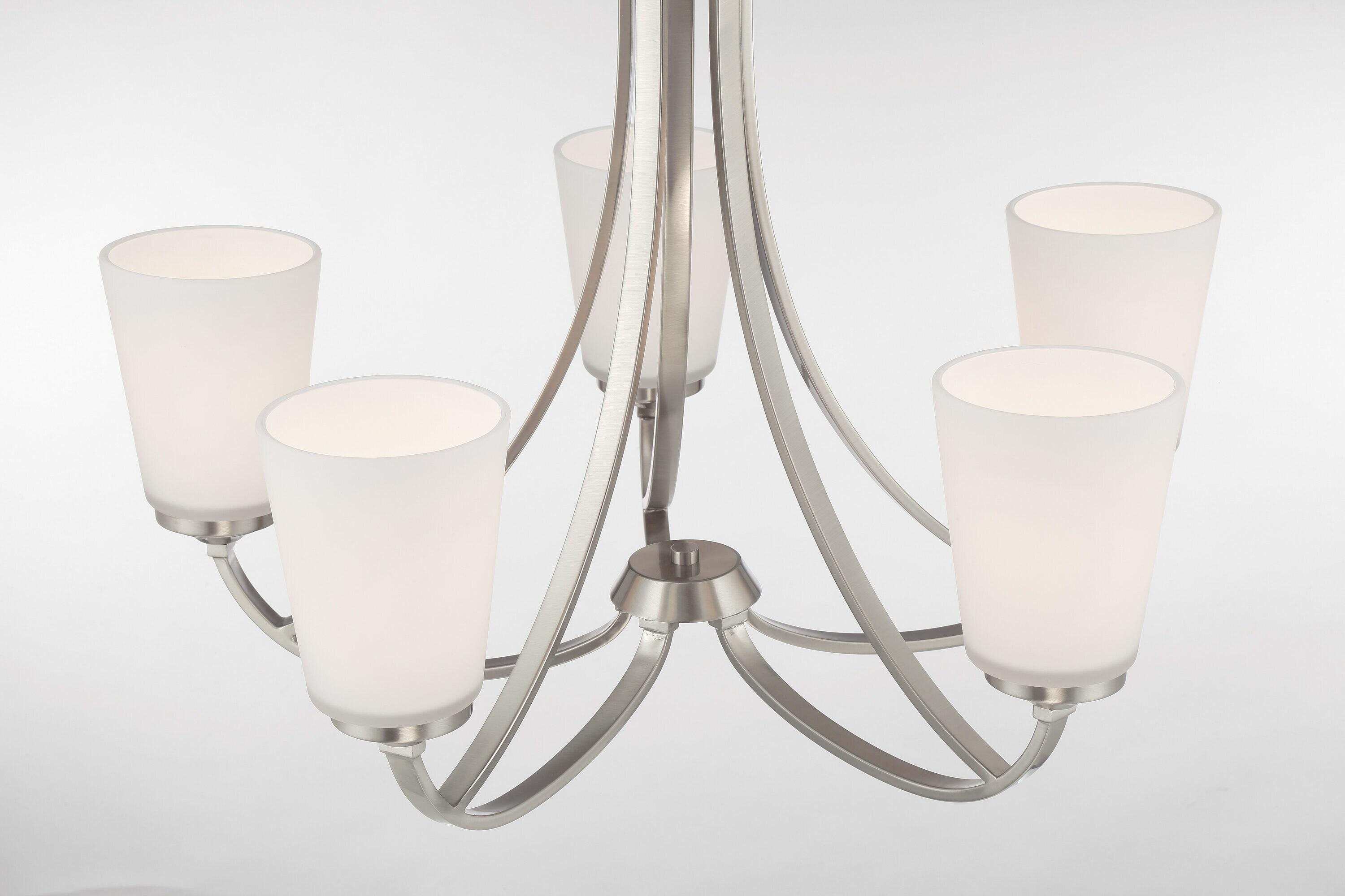 Minka Lavery Chandelier Lighting 4965-84, Overland Park Glass 1 Tier with Shades, 5 Light, Nickel