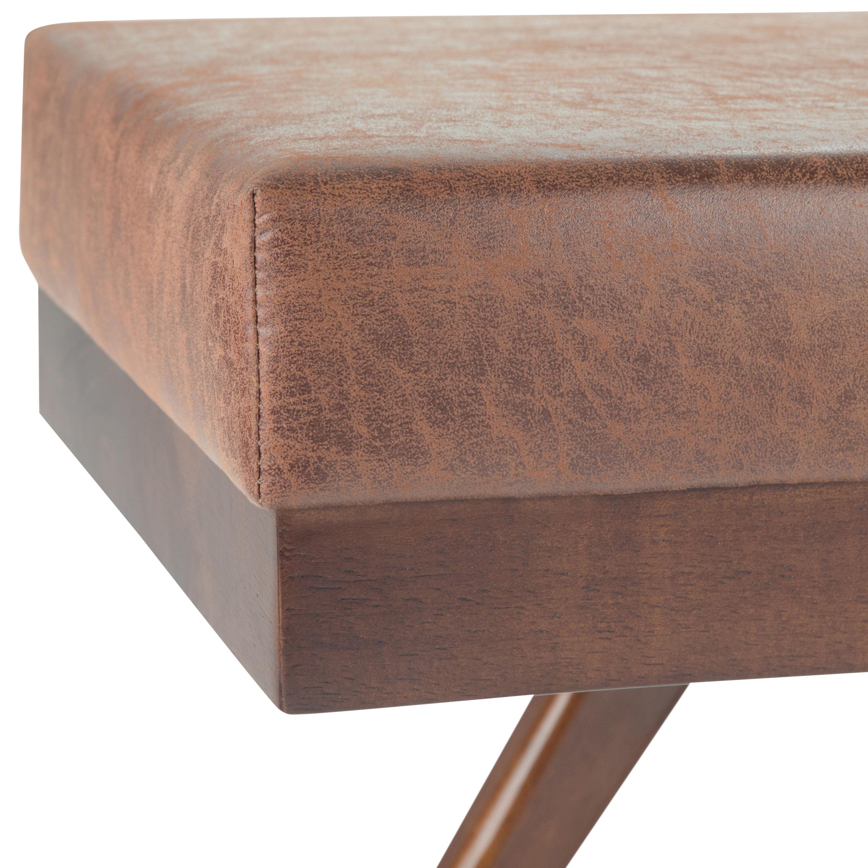 Chanelle 48 in. W Rectangle Ottoman Bench in Distressed Umber Brown Faux Leather