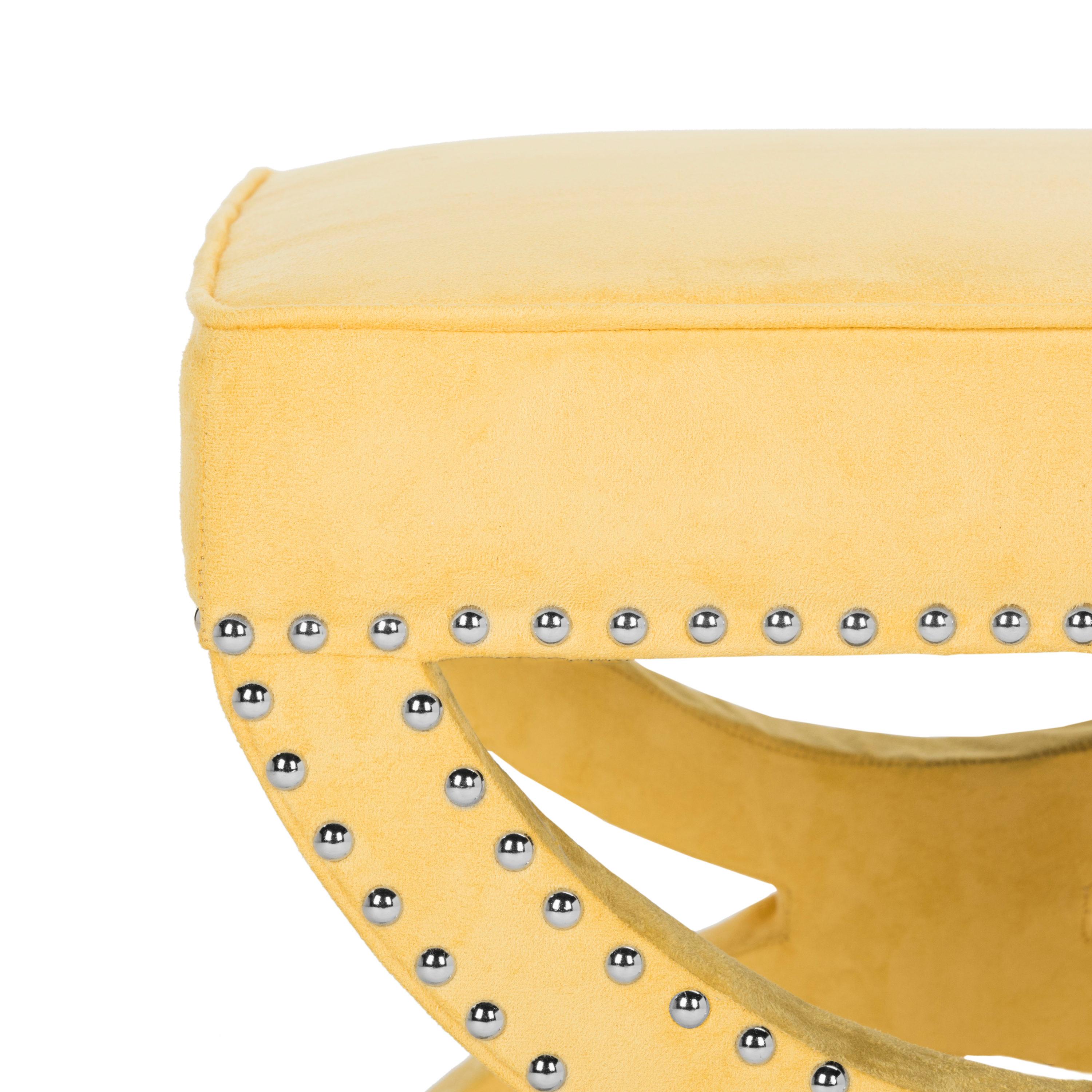 Mystic Ottoman with Silver Nail Heads - Yellow - Safavieh