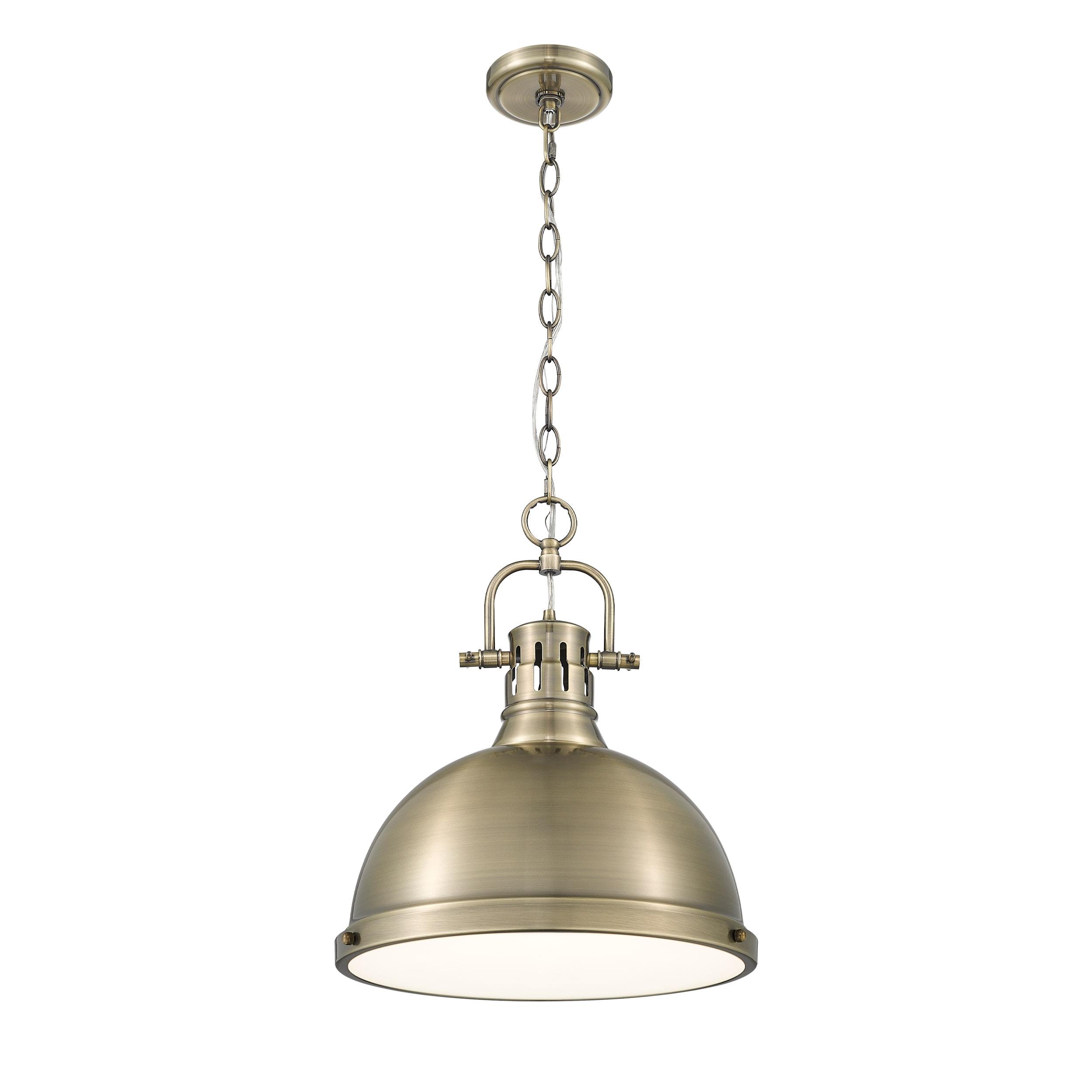 CodYinFI 3602-L AB-AB Pendant with Aged Brass Shades, Aged Brass Finish