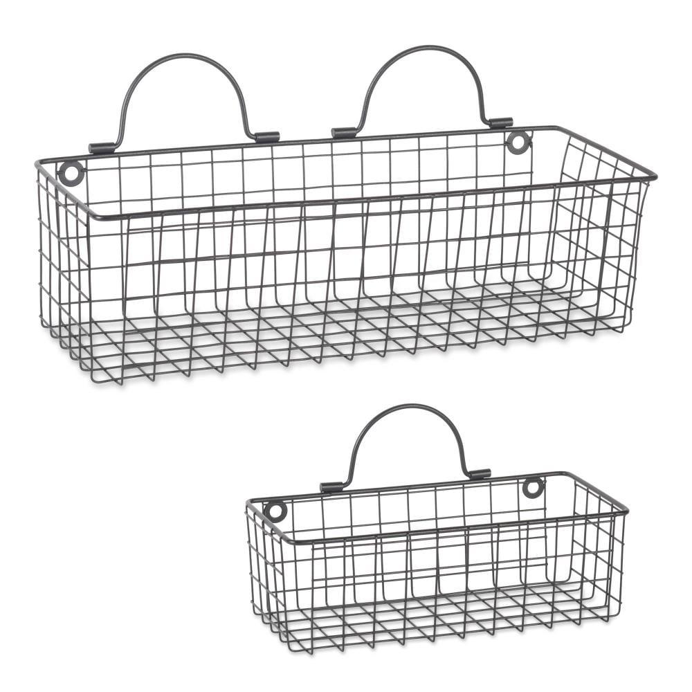 Small Black Wire Wall Basket Set/2
