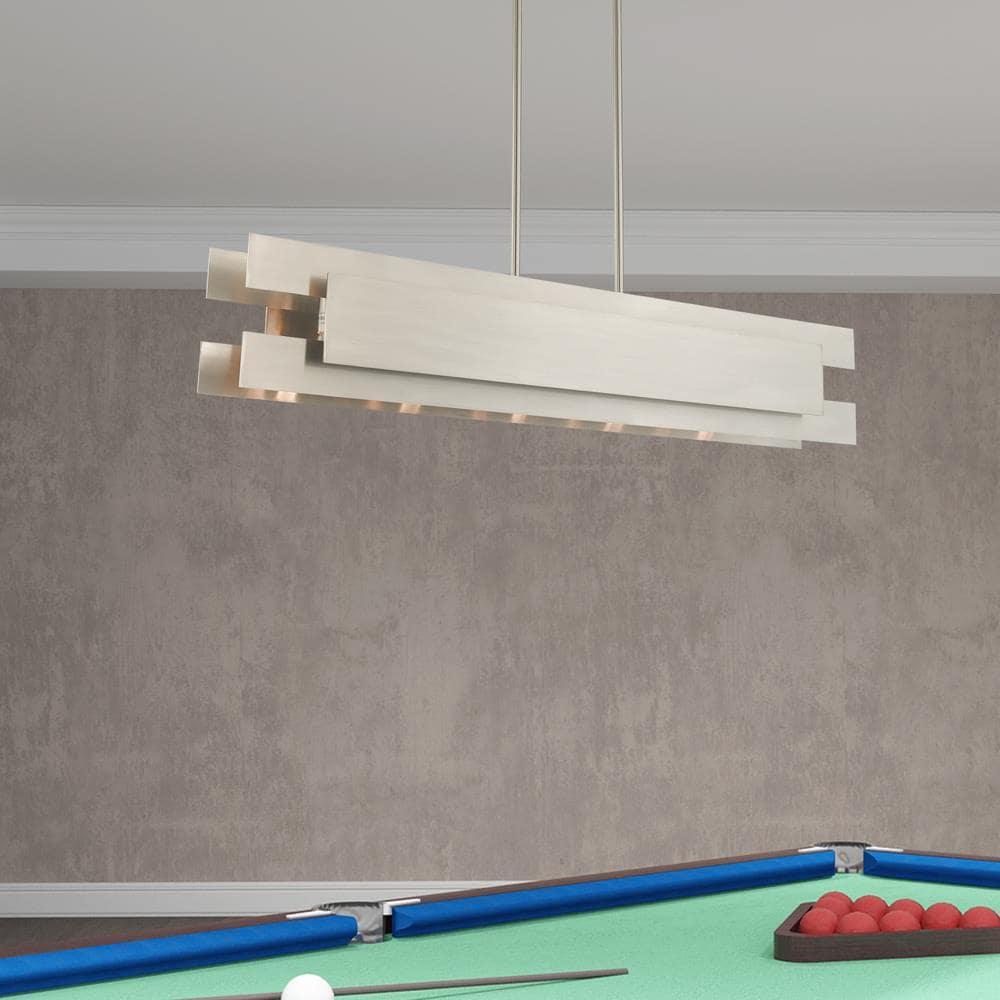 Modern Brushed Nickel 5-Light Linear Chandelier