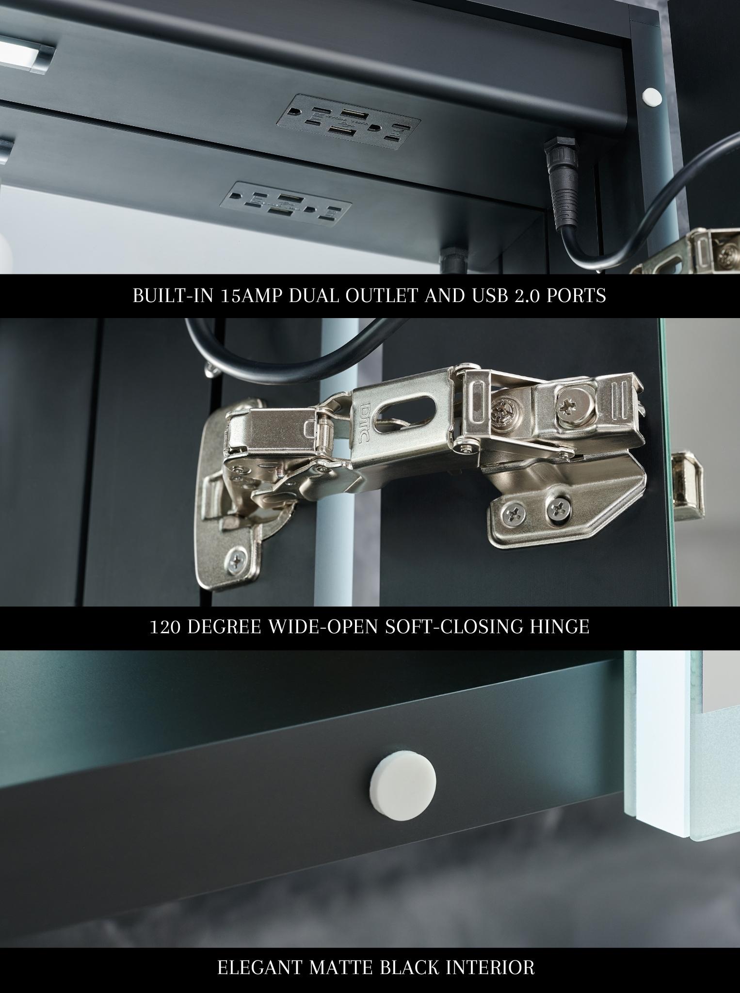 Ancerre Designs Pagani LED Mirror Medicine Cabinet With Defogger, Dimmer, Magnifier & USB Outlet