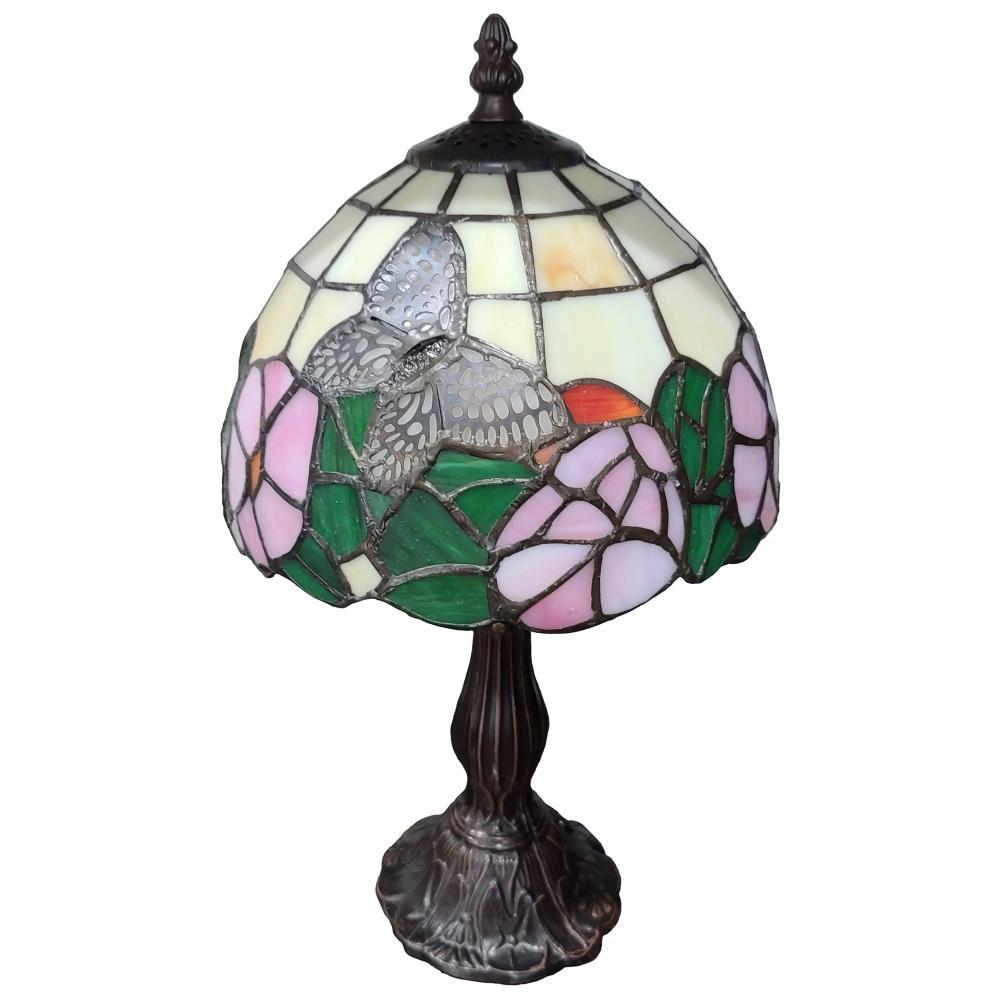 Amora Lighting Tiffany Style Floral Mini Table Lamp 15 Inch High
