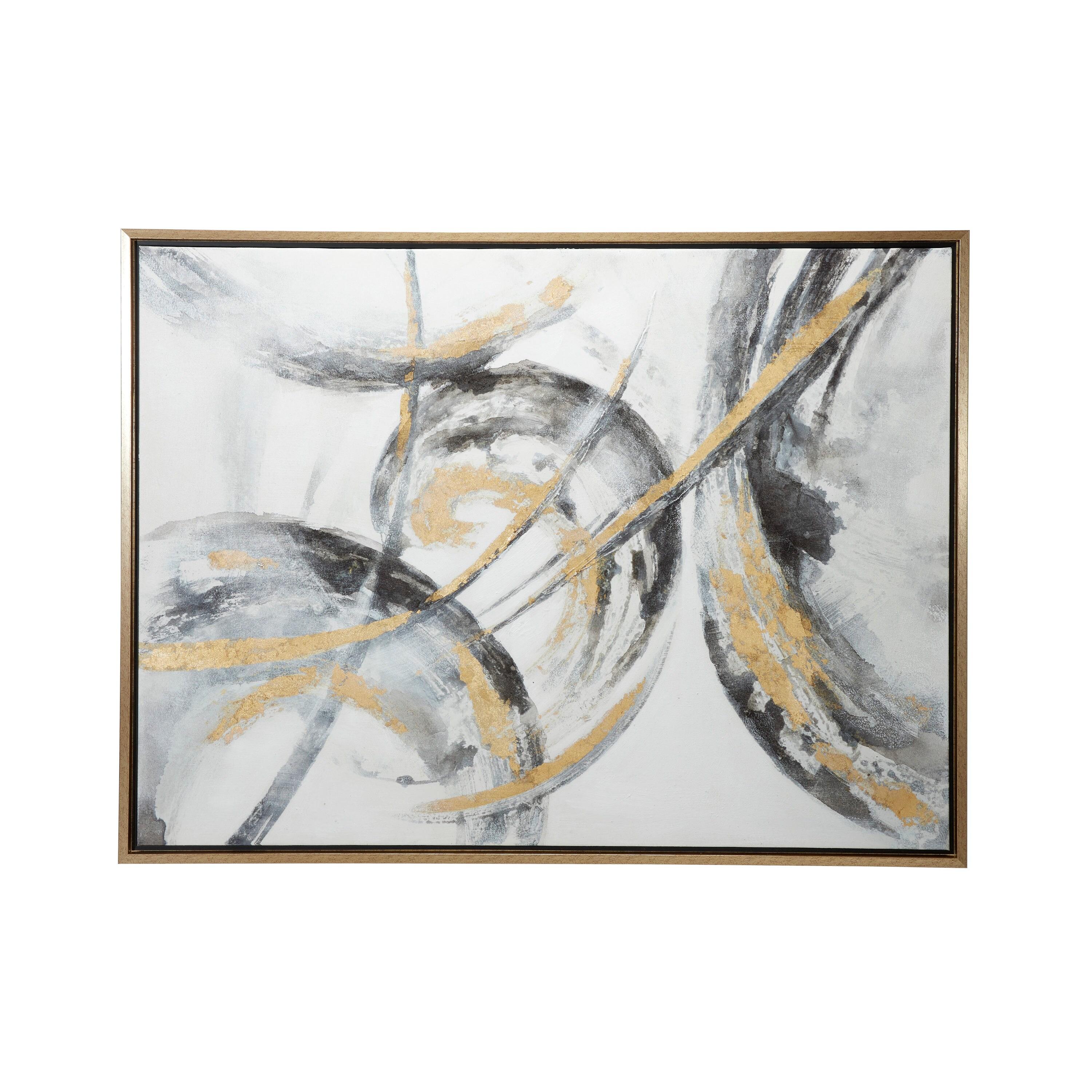 CosmoLiving by Cosmopolitan Gold Canvas Abstract Framed Wall Art with Gold Frame