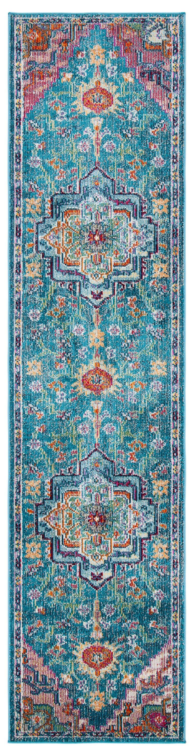 Crystal CRS501 Loomed Indoor Accent Rug - Teal/Rose - 2'2"x5' - Safavieh