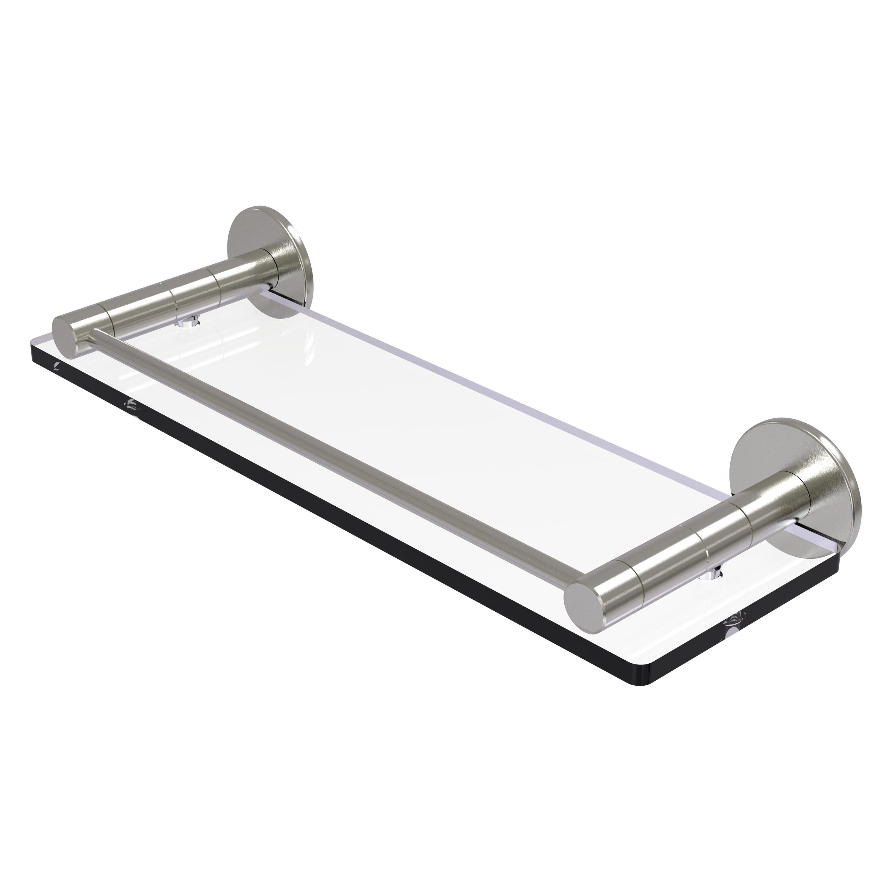 Bineta 16'' Satin Nickel Contemporary Glass Wall Shelf