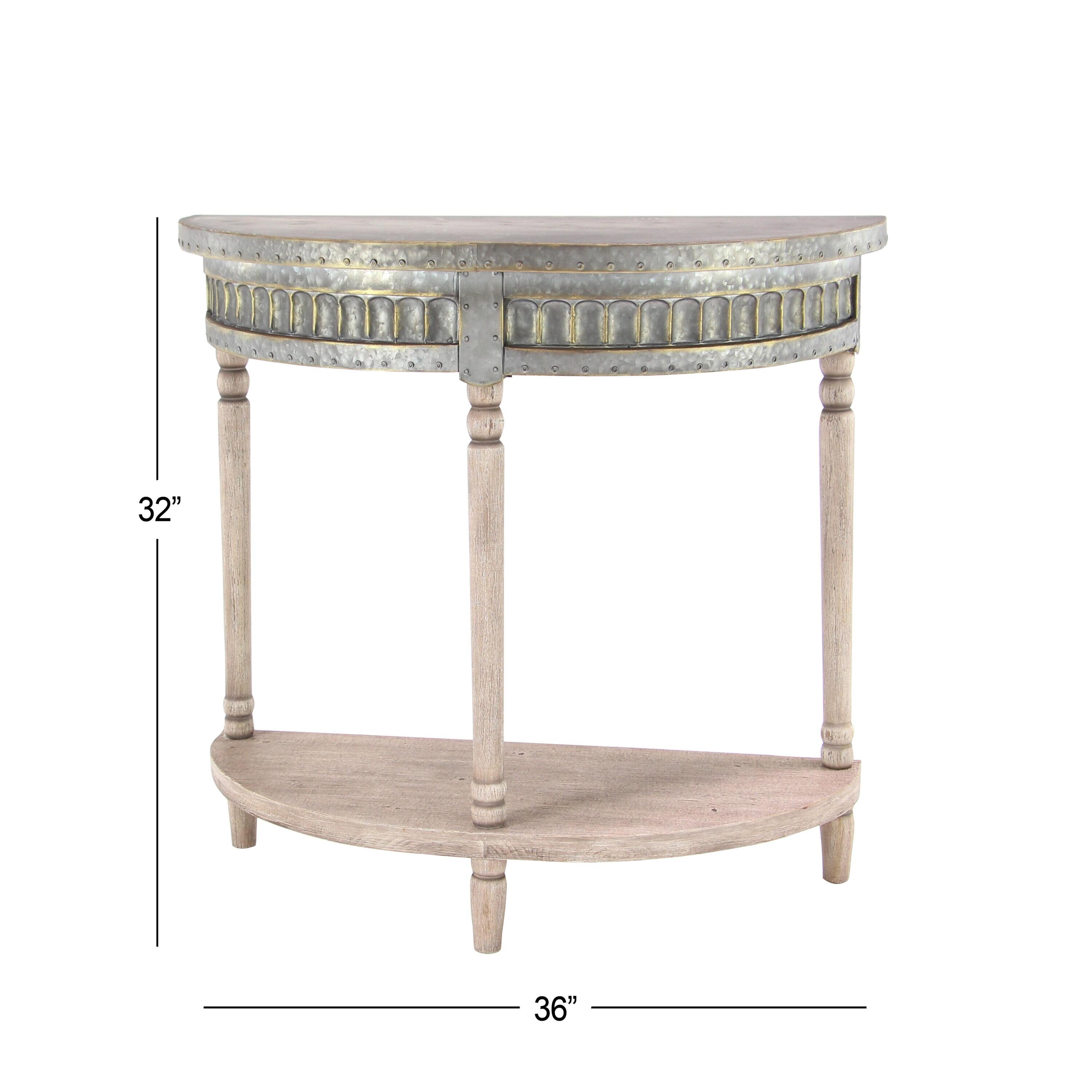 Traditional Half Round Side Table Beige - Olivia & May: Sturdy Iron Entryway Console with Shelf