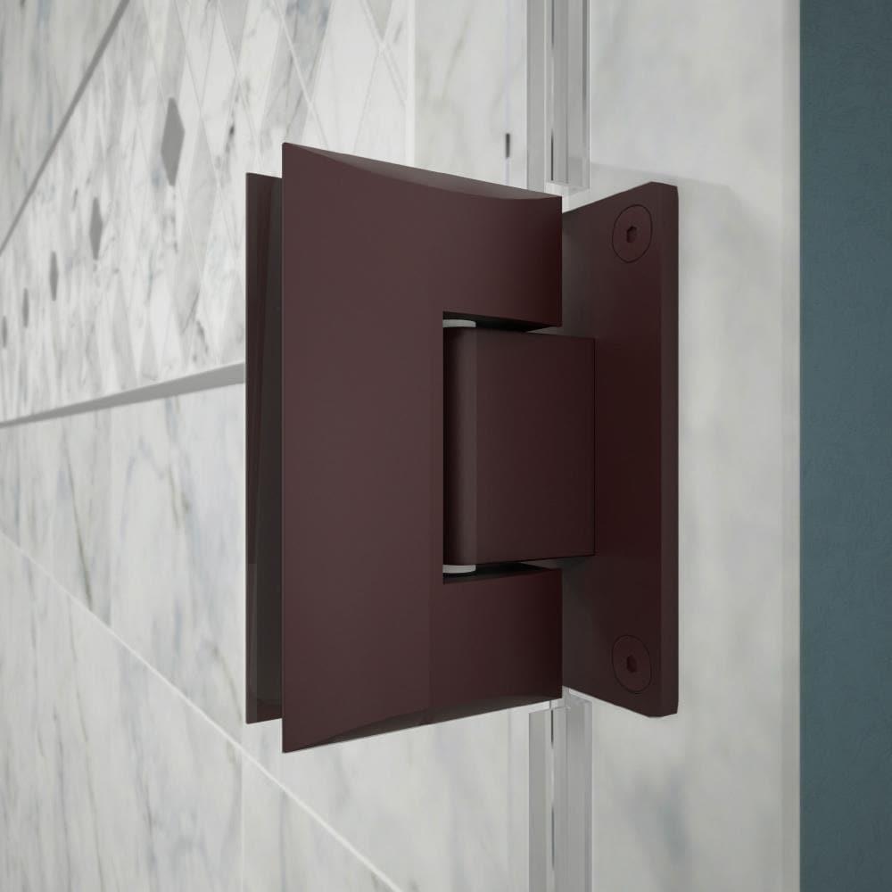 Unidoor Frameless Hinged Shower Door with Glass Shelves