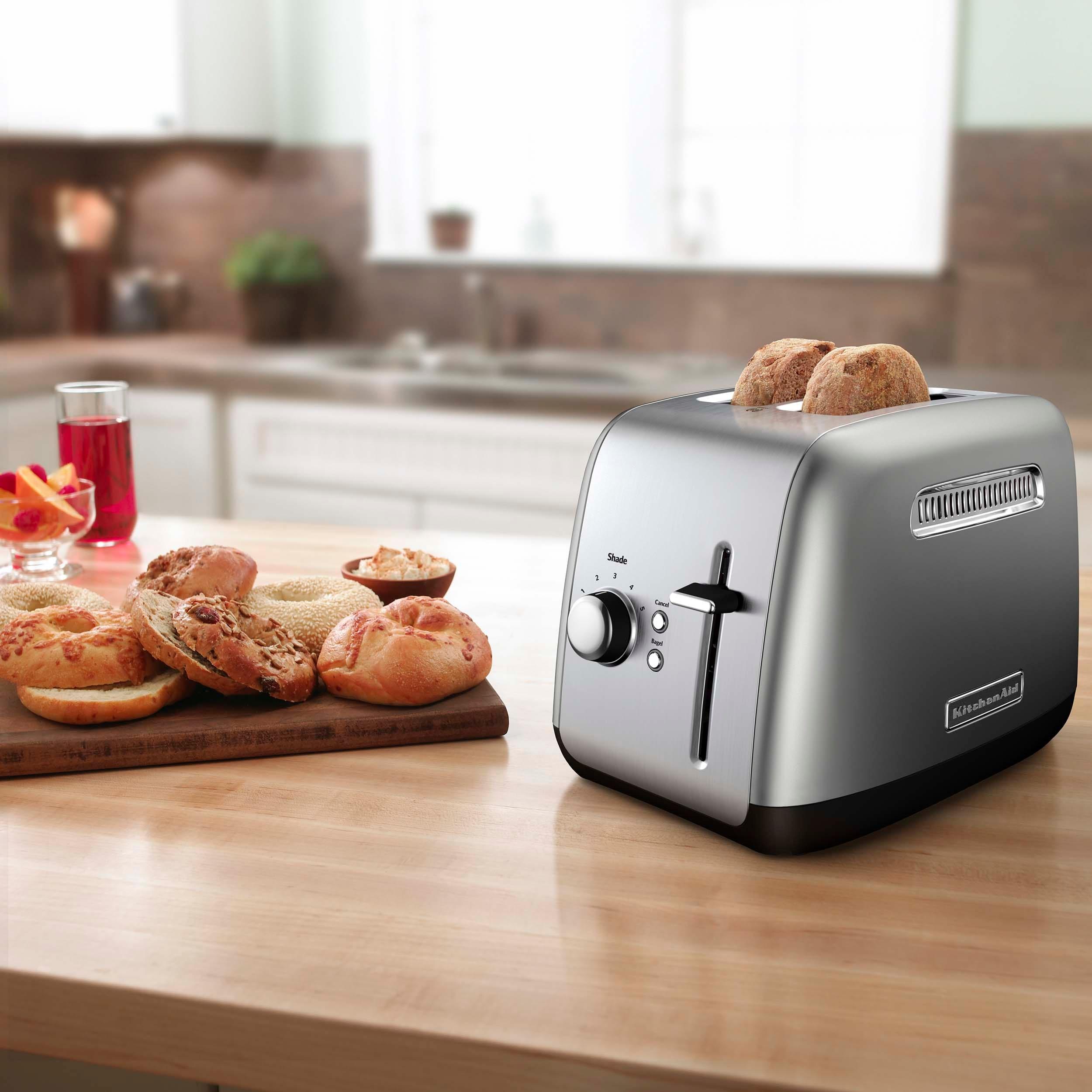 KitchenAid 2-Slice Toaster with Manual Lift Lever - KMT2115: Silver, Cool Touch, Bagel & Bread Toaster, Crumb Tray