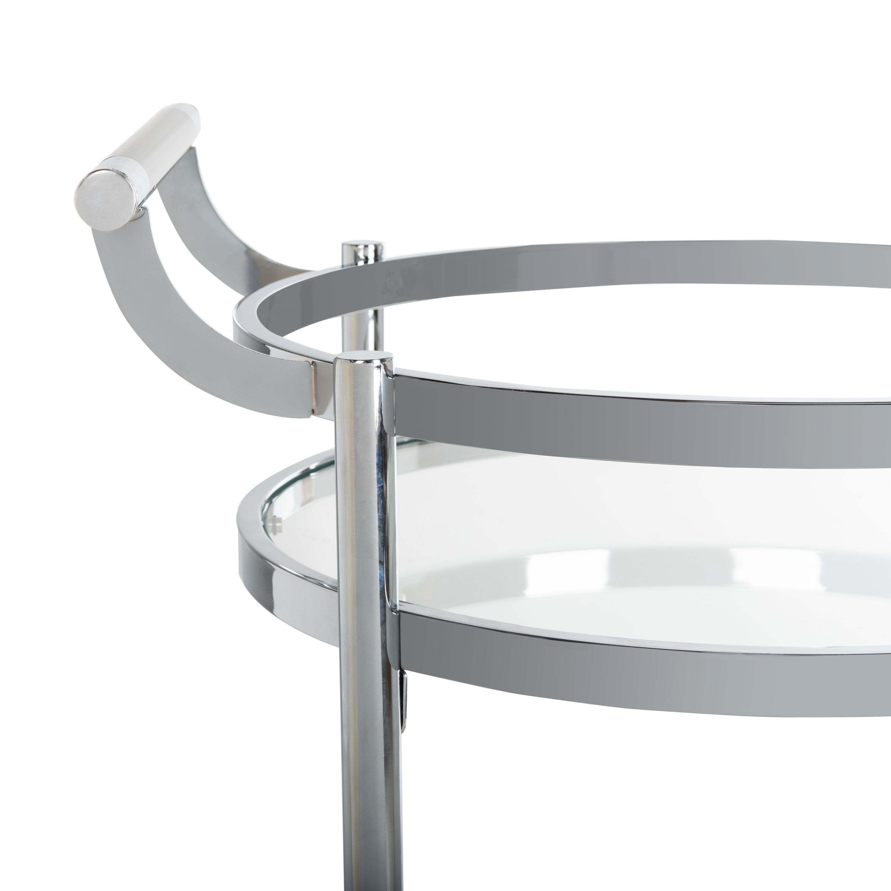 Sienna 2 Tier Round Bar Cart - BCT8001C - Chrome/Glass - Safavieh
