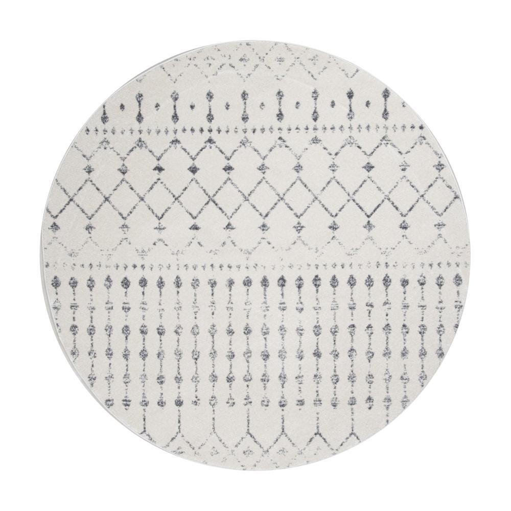 Handmade Geometric Round Synthetic Gray Rug - 6 ft