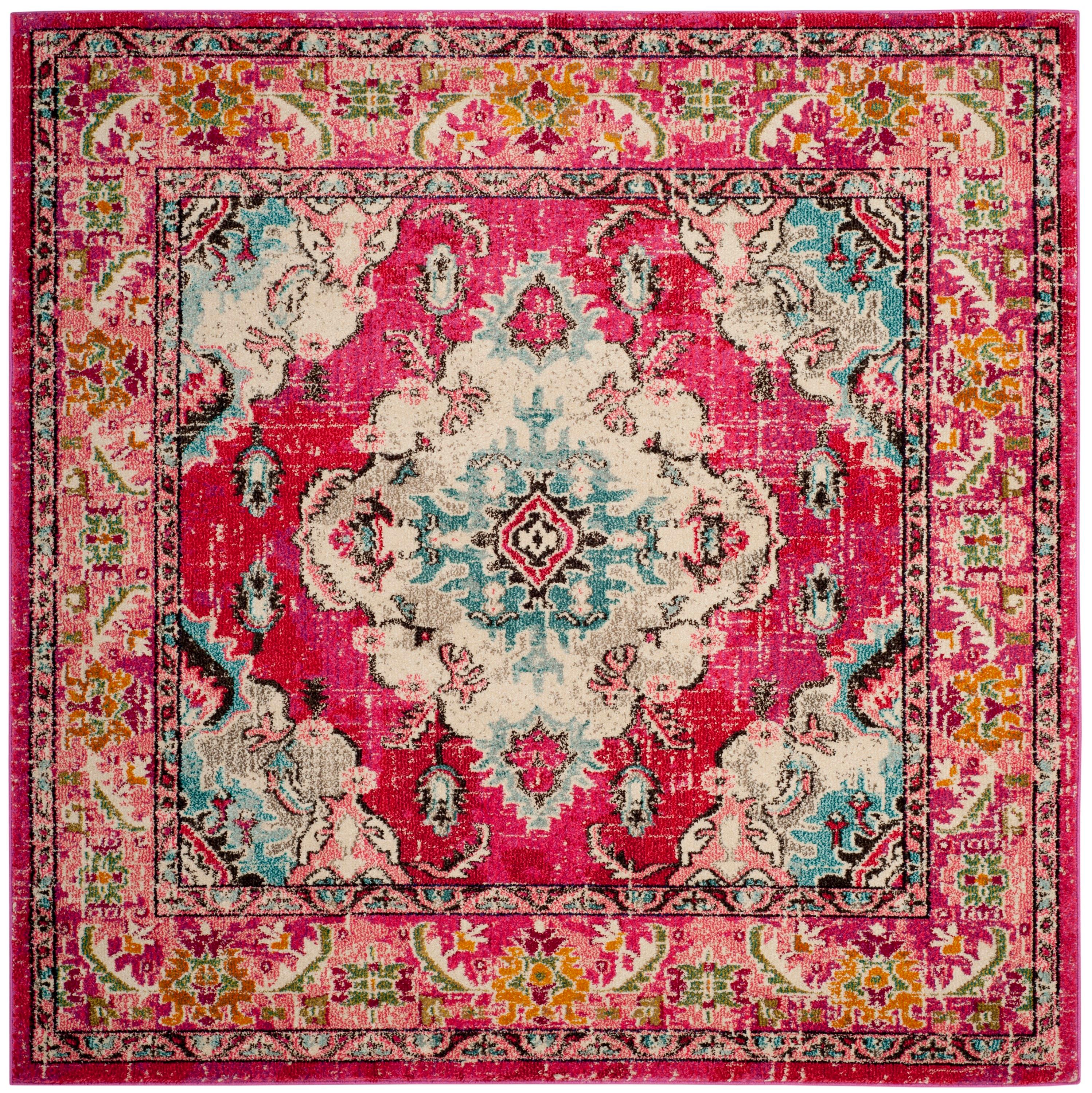 Monaco MNC243 Power Loomed Indoor Area Rug - Pink/Multi - 5'x5' - Safavieh.