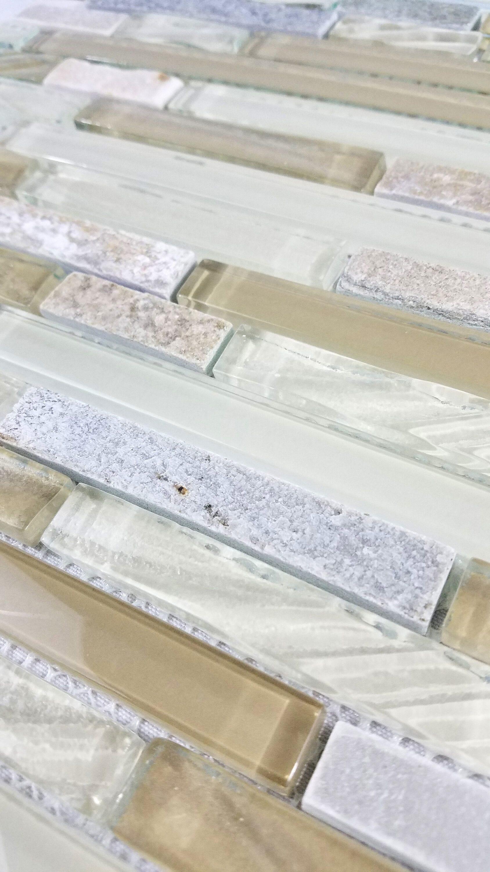 New Era 12 in. x 12 in. Glass & Stone Straight Edge Linear Mosaic Wall & Pool Tile