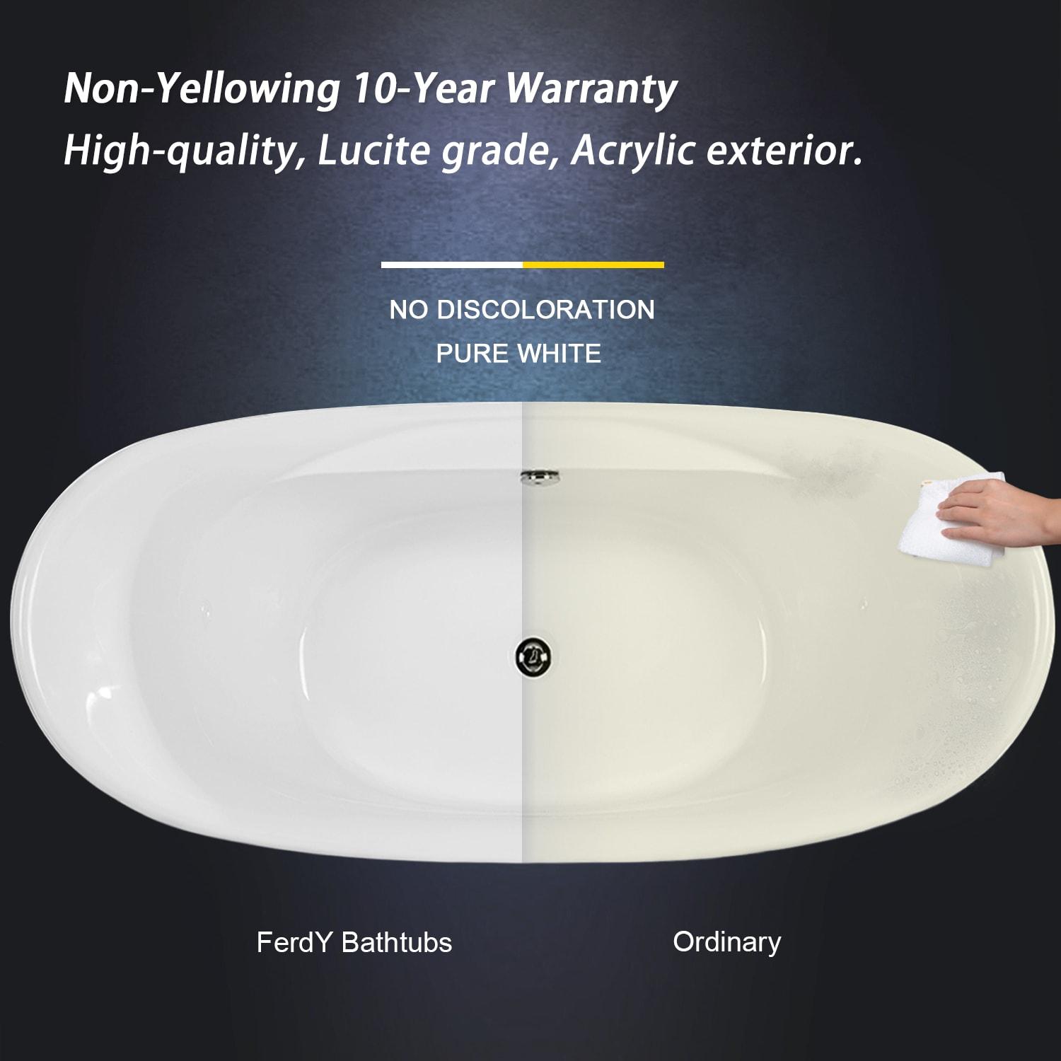 FerdY Boracay 67" Acrylic Freestanding Bathtub With Chrome Drain